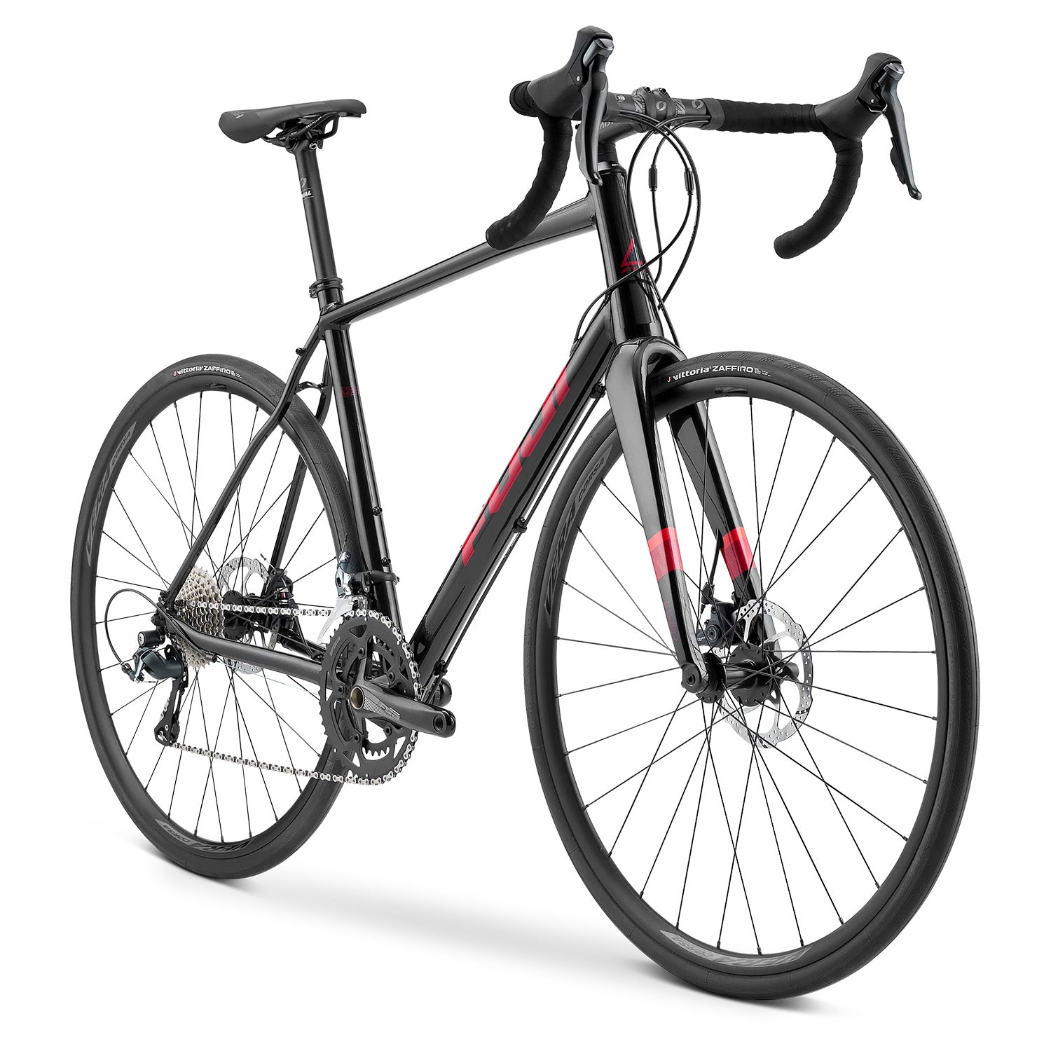 Fuji Sportif 1.3 - 46cm, Pearl Black/red/orange, front view, Bixby Bicycles, Oklahoma