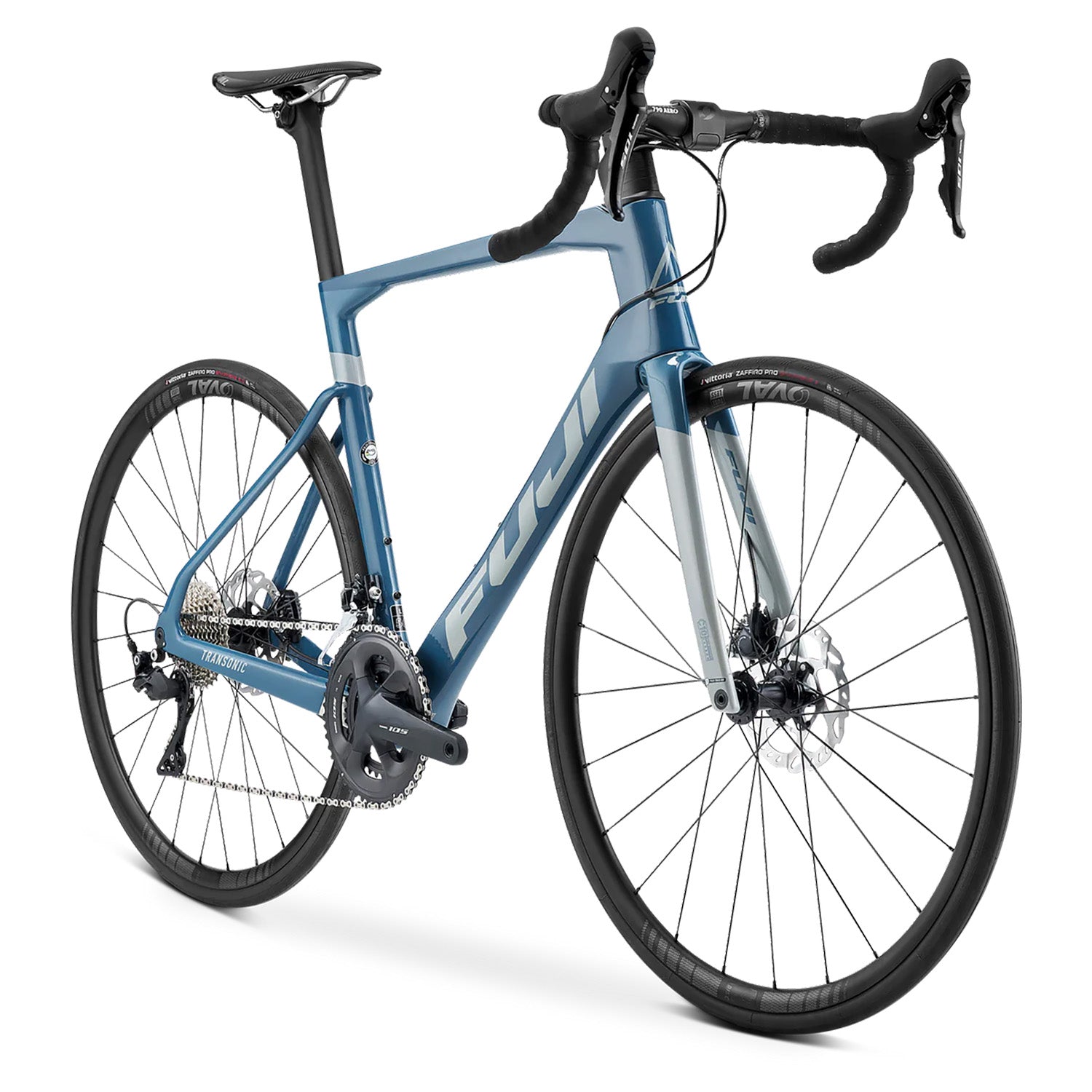 Fuji Transonic 2.3 - 49cm, Stone Blue front view, Bixby Bicycles, Oklahoma