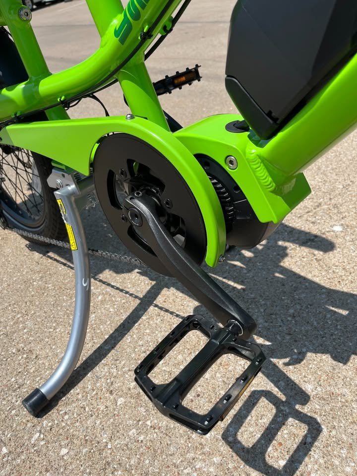 YUBA FastRack Cargo/Passenger E-Bike, Green, Gently Used, bixbybicycles.com