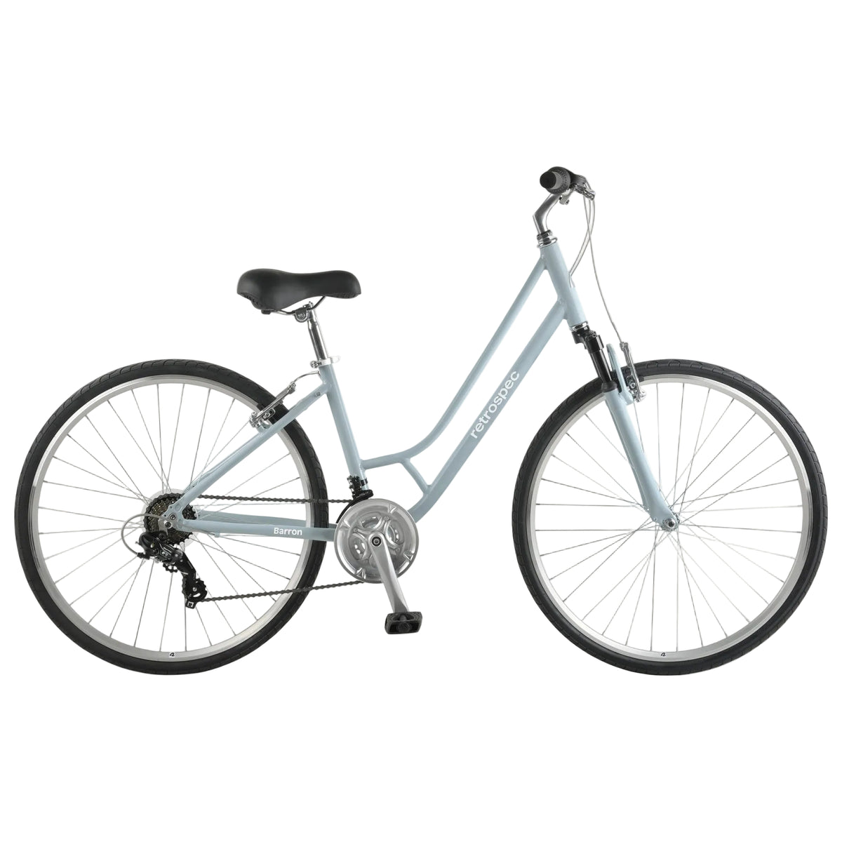 Retrospec Barron Comfort, Step Thru, 21 Speed Hybrid Bike Crystal Blue, bixbybicycles.com