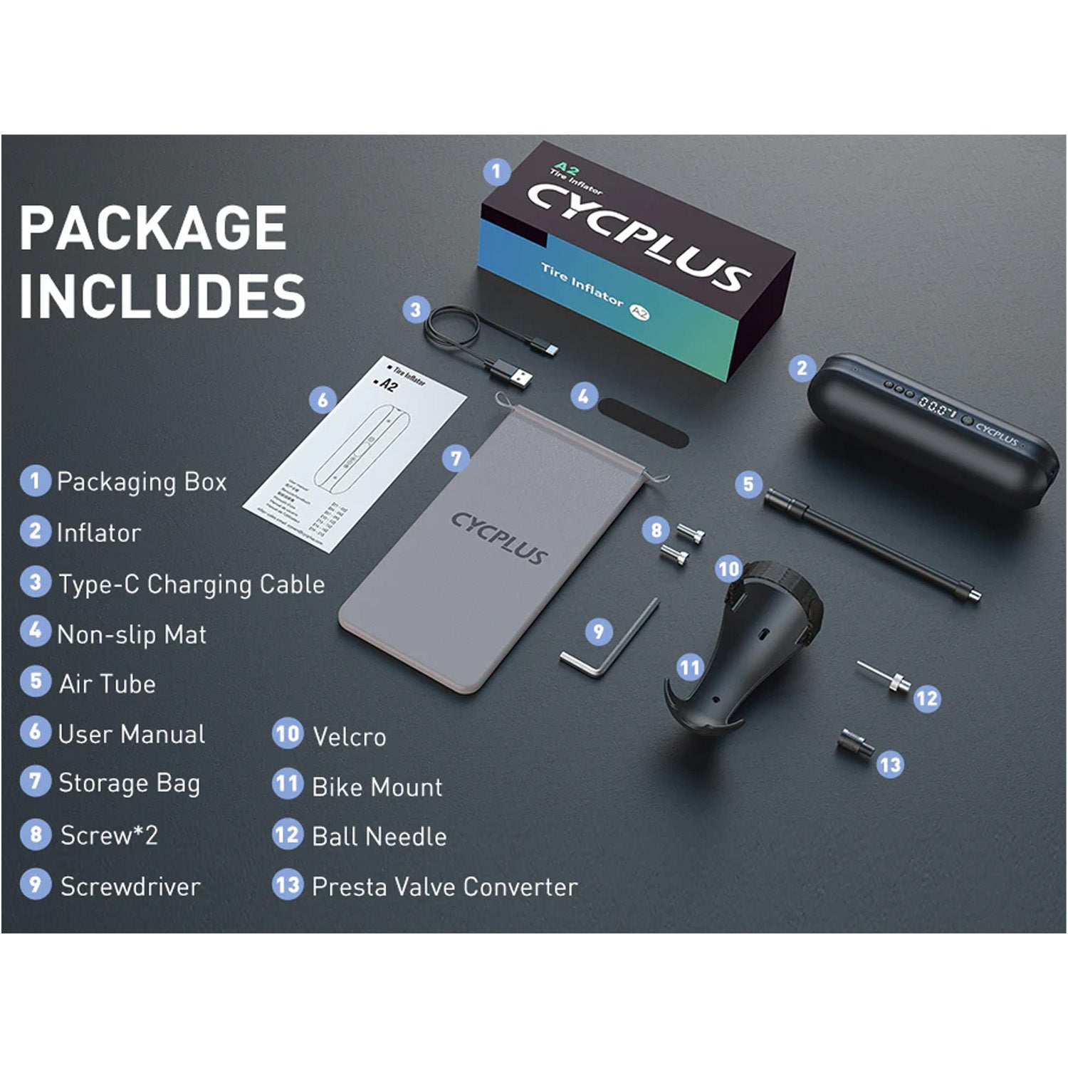 Cycplus A2 Tire Inflator Pump Pro, bixbybicycles.com
