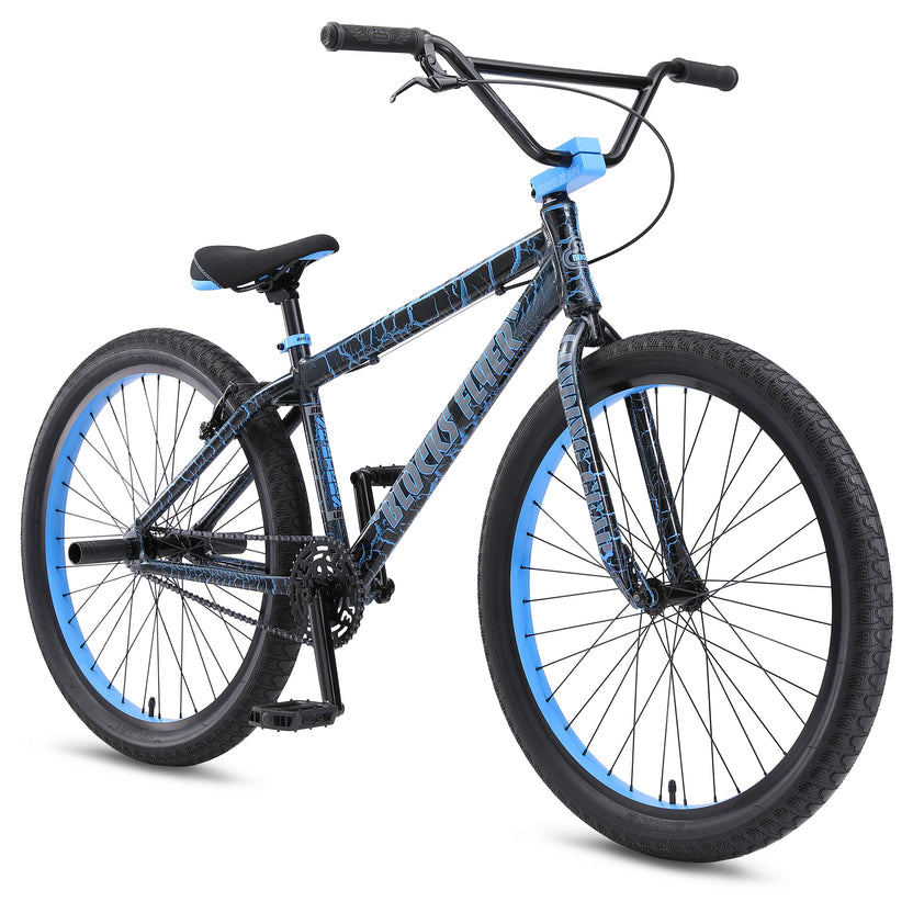 SE Blocks Flyer 26" BMX, Blue Crackle kids bike, bixbybicycles.com