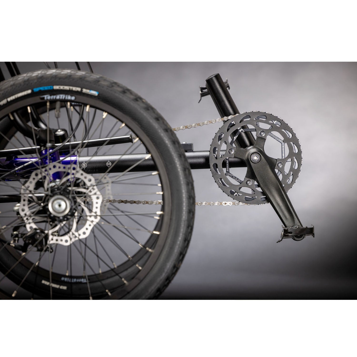 TerraTrike Charge EVO > Rear Hub Motor 36V 374WH Battery > Storm Blue, bixbybicycles.com