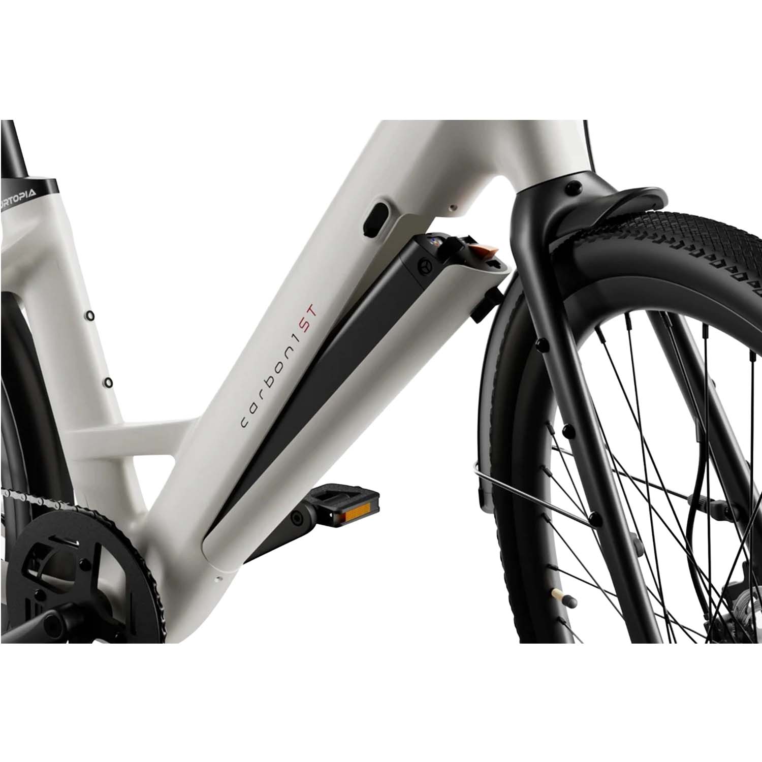Urtopia Carbon Classic, with Throttle, 2026, Step Thru, White, bixbybicycles.com