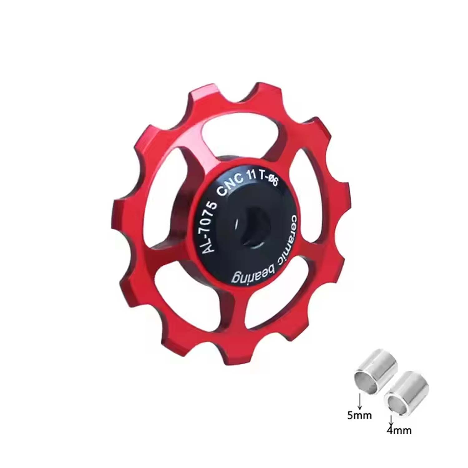 Bixby Bicycles 11 Tooth Single Jockey Wheel, Ceramic Bearing in red, bixbybicycles.com