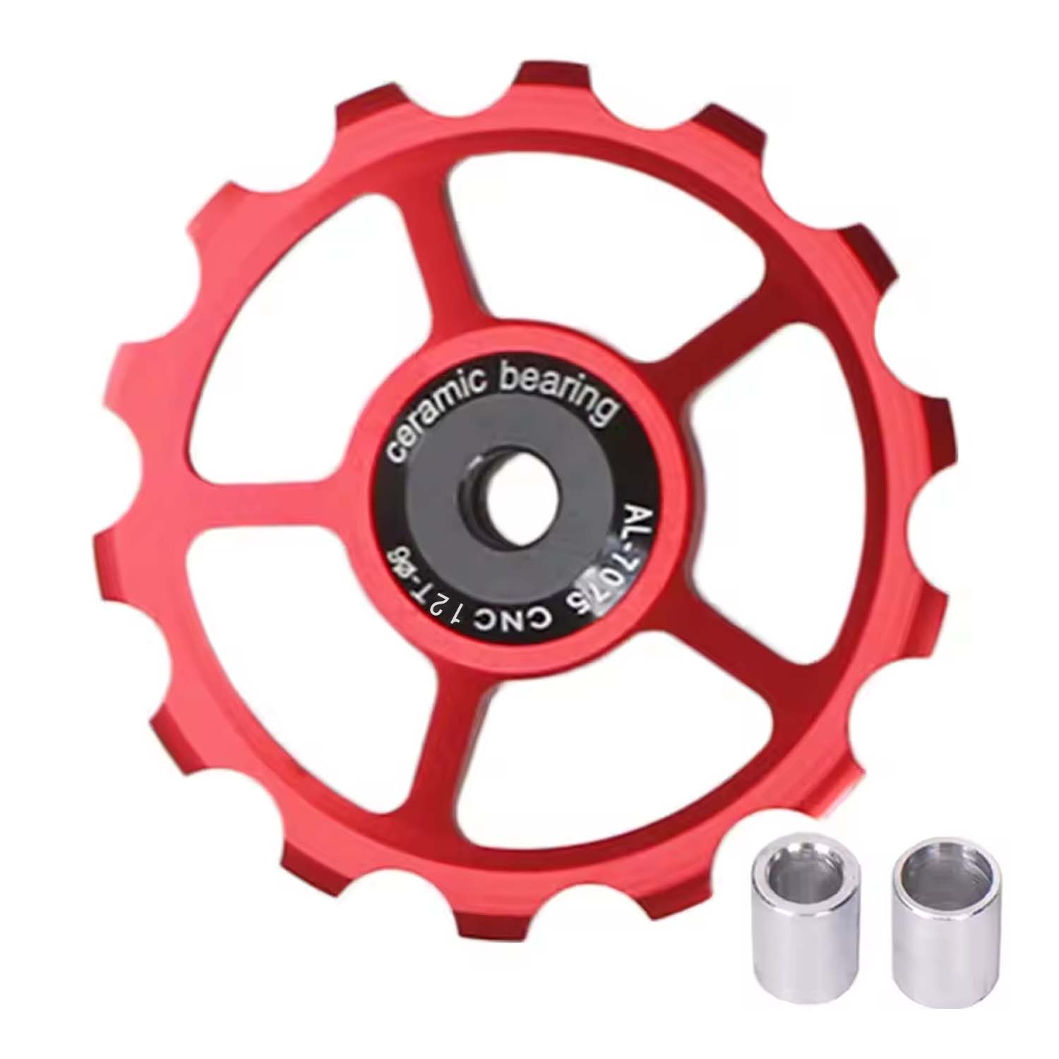 Bixby Bicycles 12 Tooth Single Jockey Wheel, Ceramic Bearing in red, bixbybicycles.com