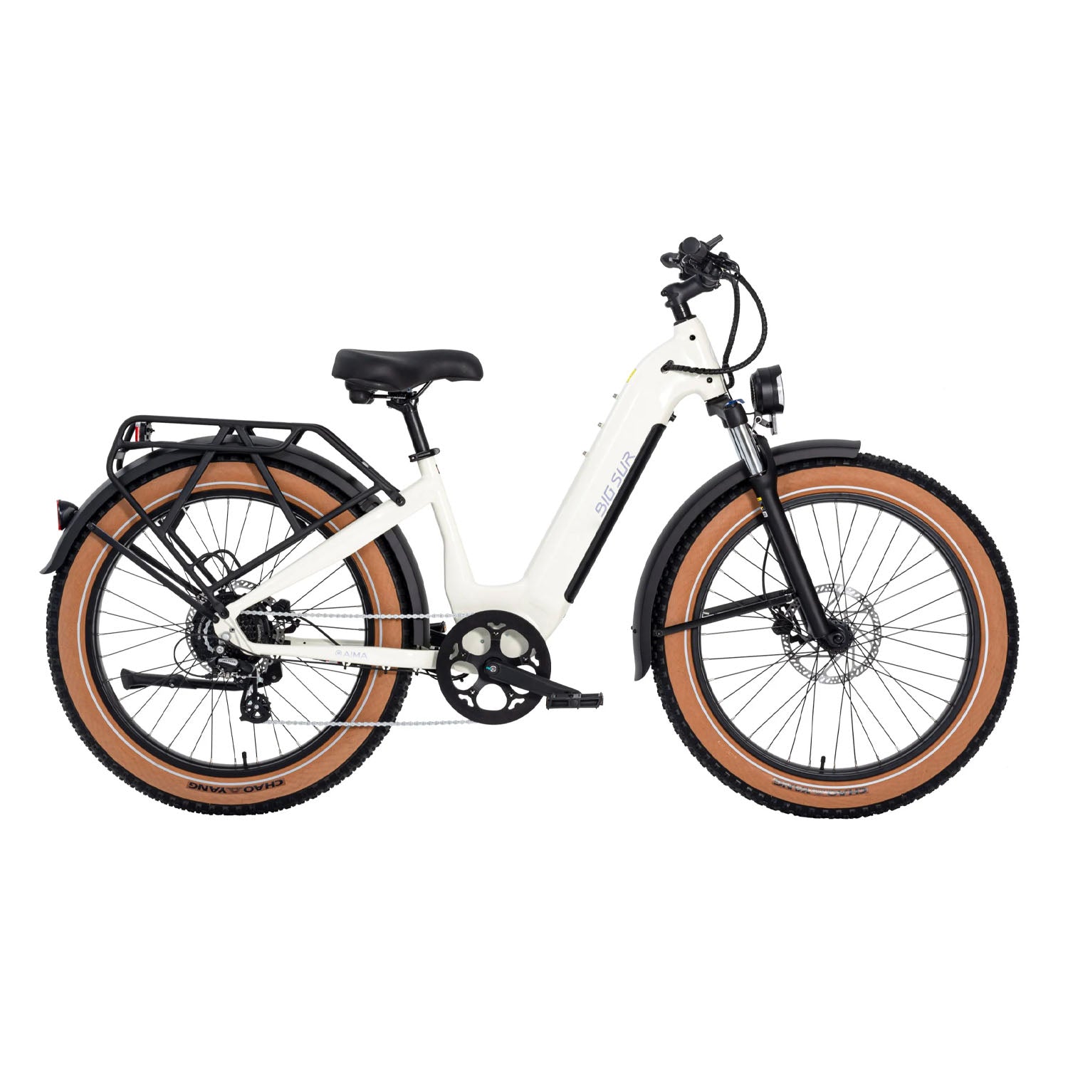 AIMA Big Sur 26" Fat Tire E-Bike, Ivory White, Medium, bixbybicycles.com