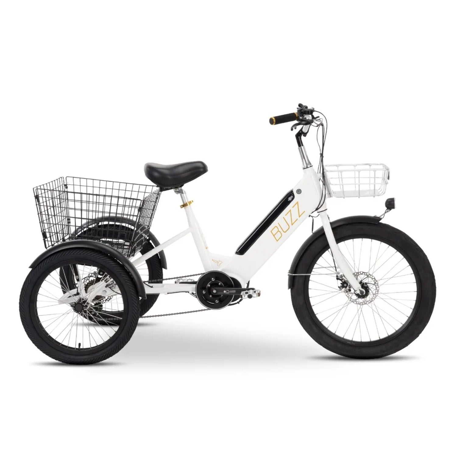 Buzz Cerana E-Trike, Mid Drive, 350 Watt, White, bixbybicycles.com