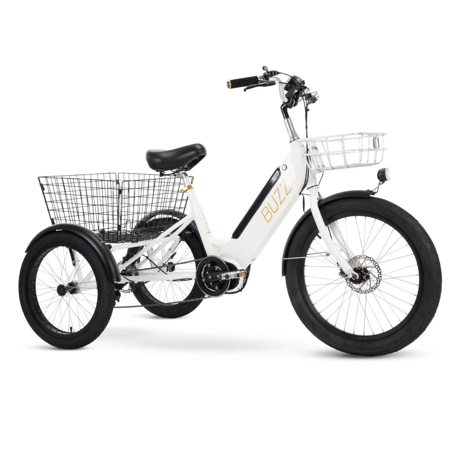 Buzz Cerana E-Trike, Mid Drive, 350 Watt, White, bixbybicycles.com