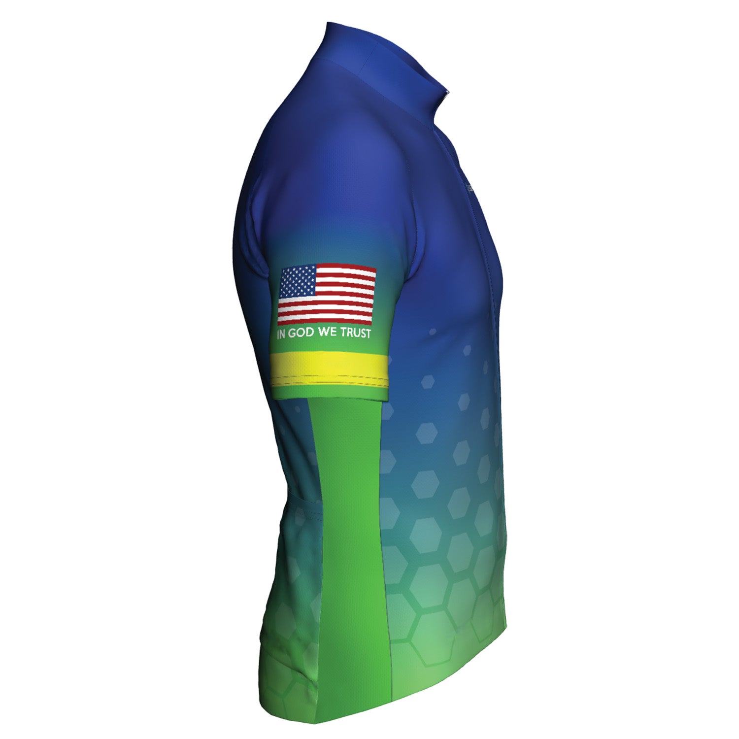 Blue and Green Honeycomb Bixby Jersey, bixbybicycles.com