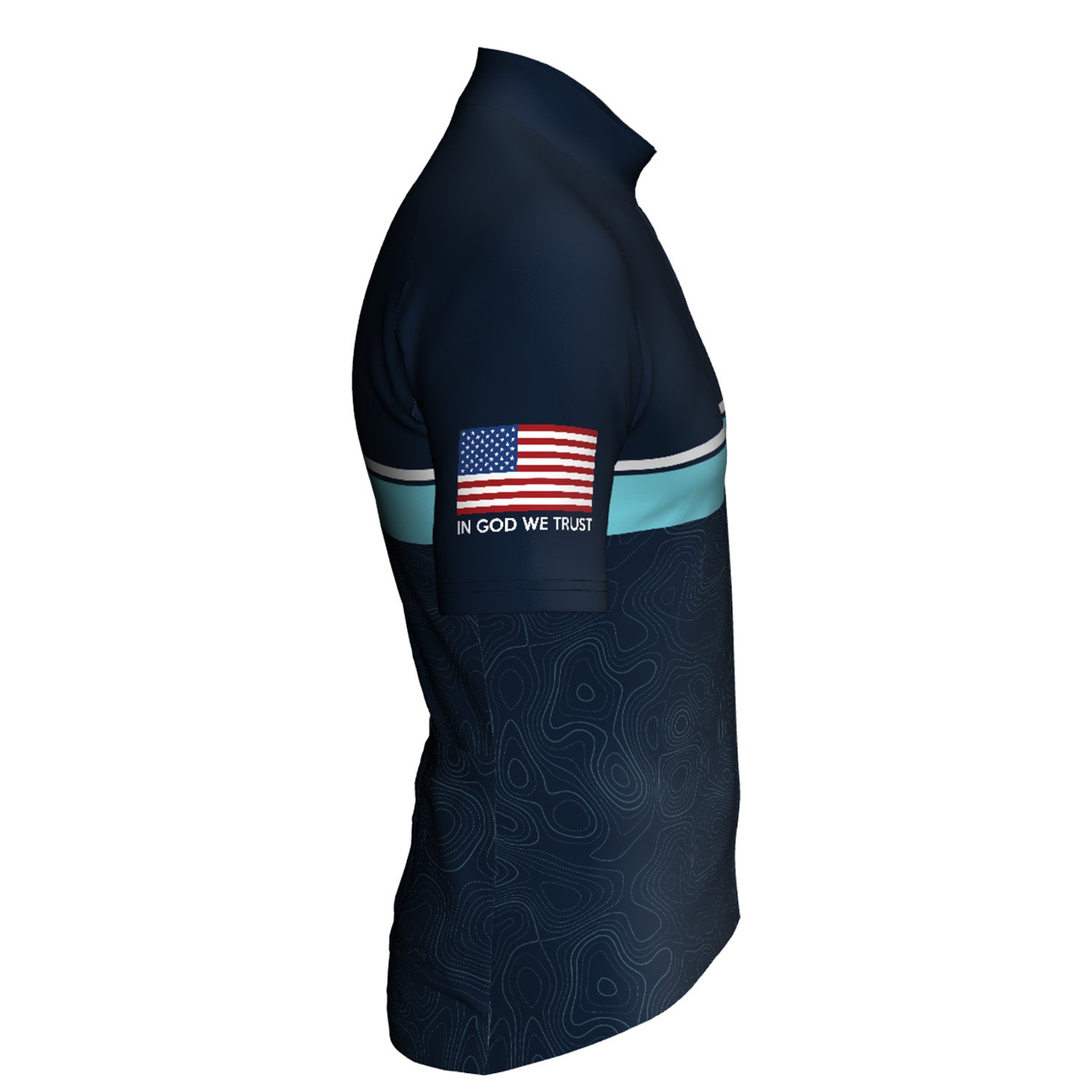 Blue Typography with Turquoise stripe Bixby Jersey – Relax or Race Fit, bixbybicycles.com