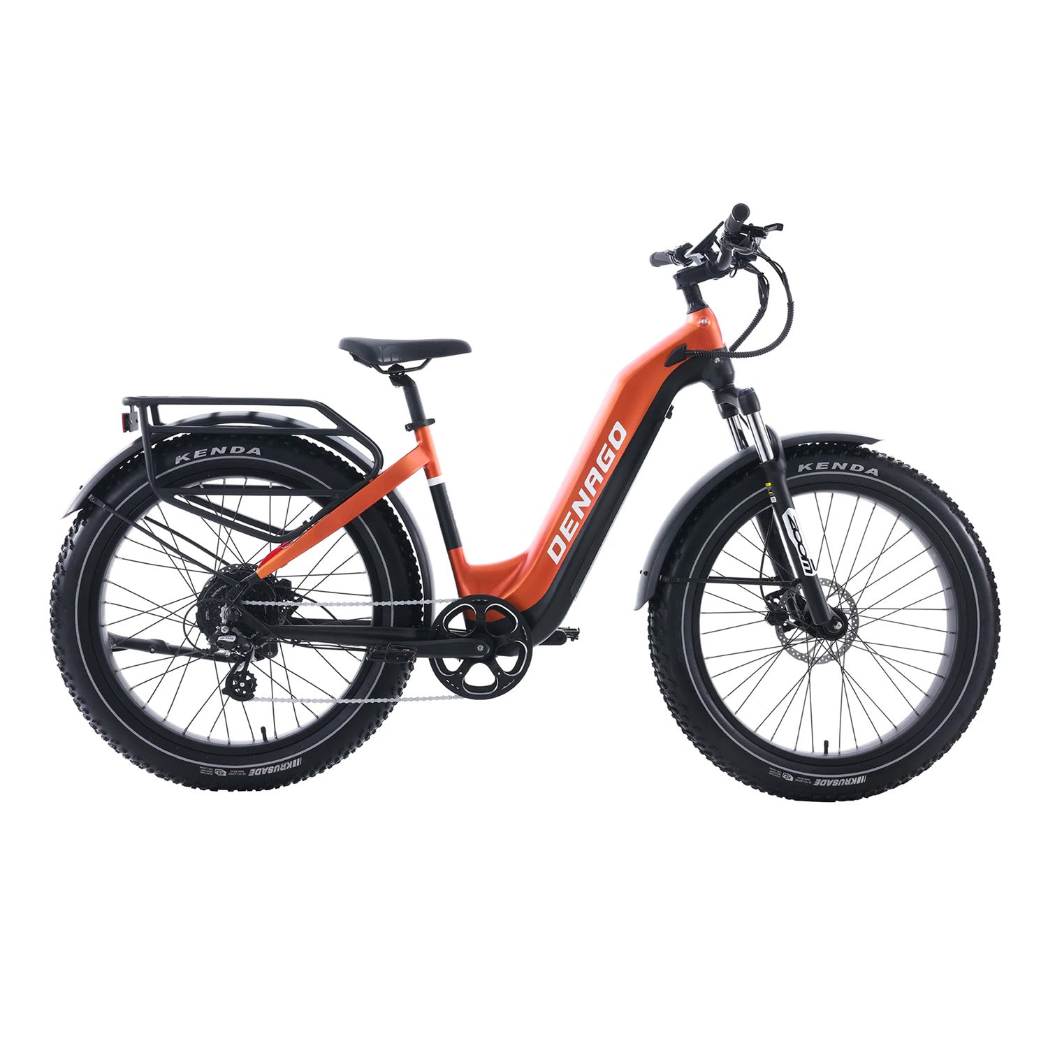 Denago Fat Model 2 Low Step EBIKE, 750 Watt 48V 19.2 AH, Fat Tire, Dark Orange, bixbybicycles.com