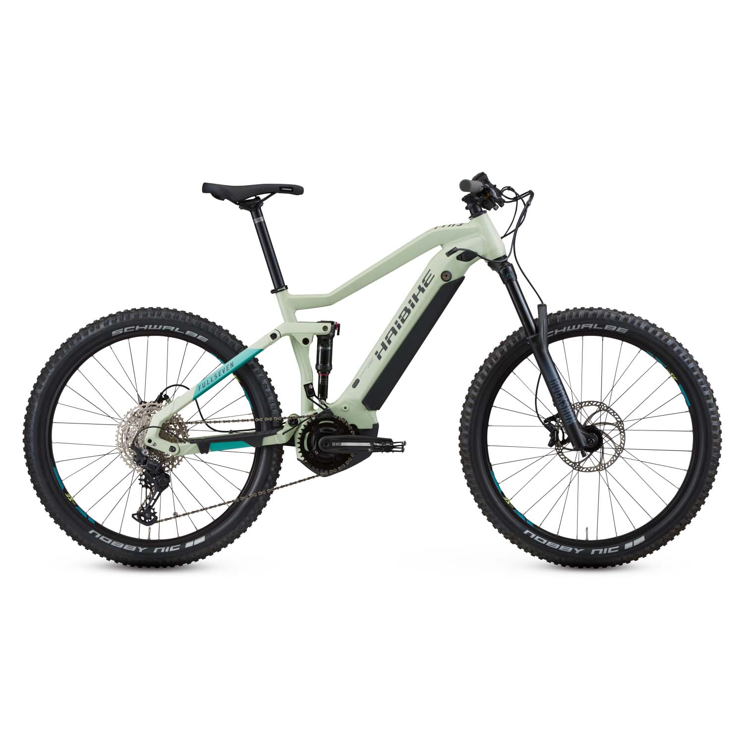 Haibike FullSeven 5 E-Bike MTN/ATB, Artic Frost Cream, Medium, BixbyBicycles.com