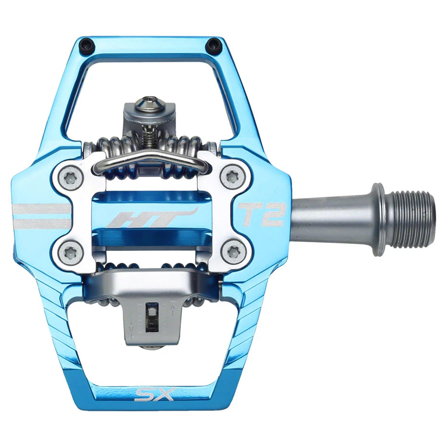 HT Components T2-SX Pedals, Dual Sided Clipless Platform Aluminum, 9/16" Marine Blue, bixbybicycles.com