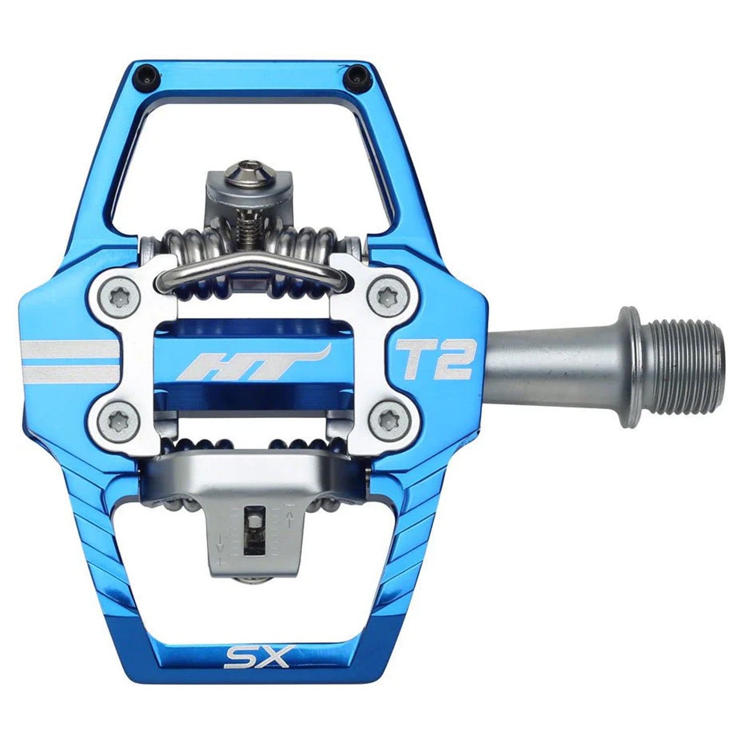 HT Components T2-SX Pedals, Clipless Platform Aluminum, Royal Blue, bixbybicycles.com