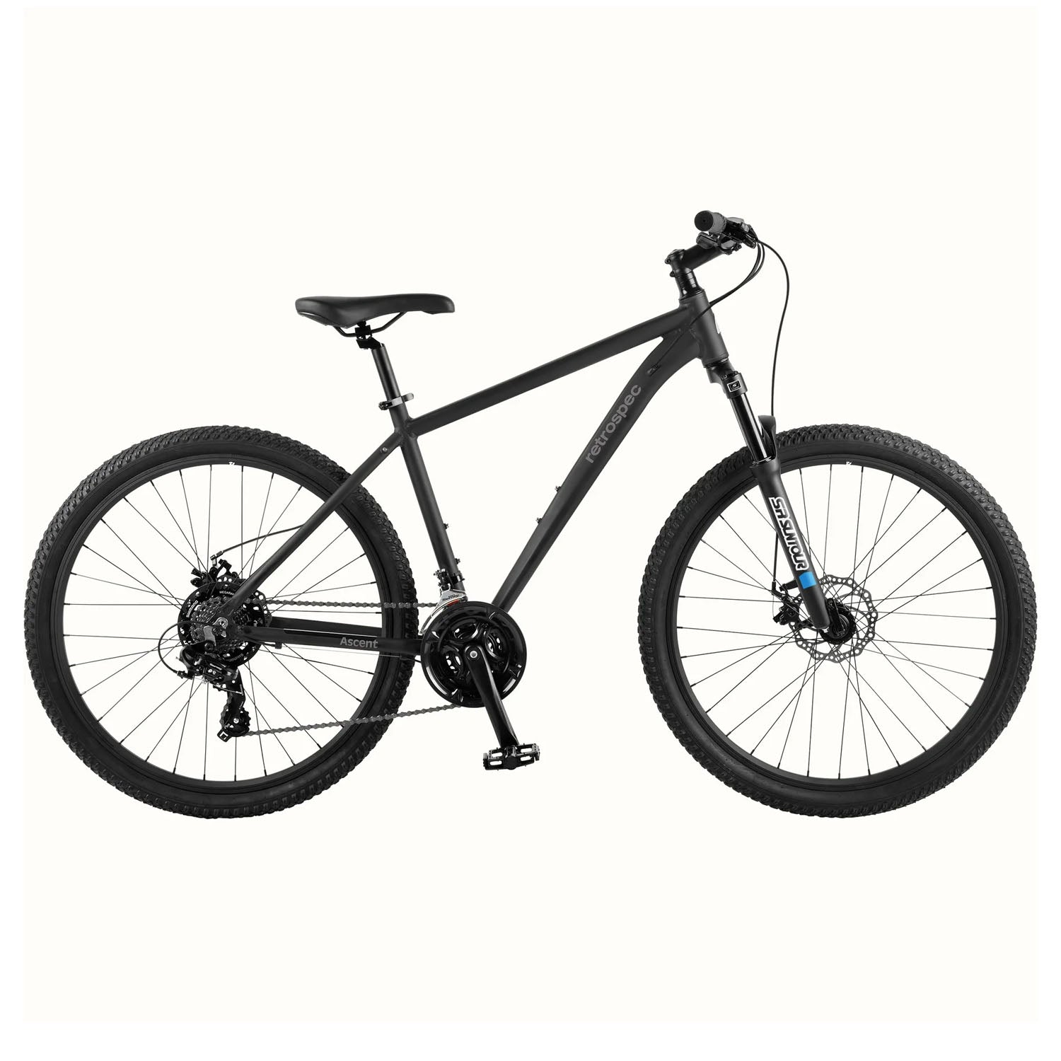 Retrospec Ascent 27.5" Mountain Bike - 21 Speed, Matte black, bixbybicycles.com