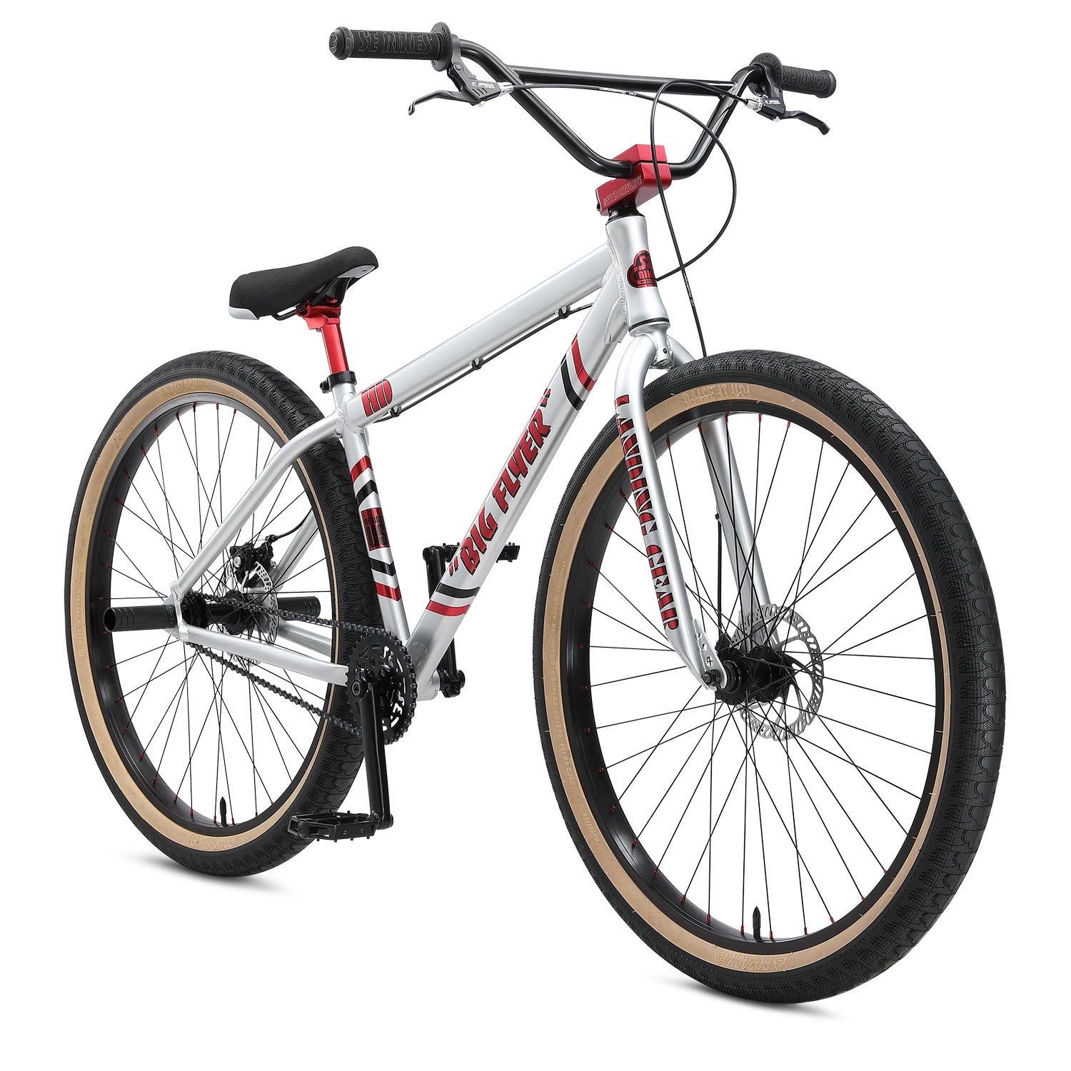 SE Bikes BMX Big Flyer HD 29" Wheel, Big Silver, bixbybicycles.com