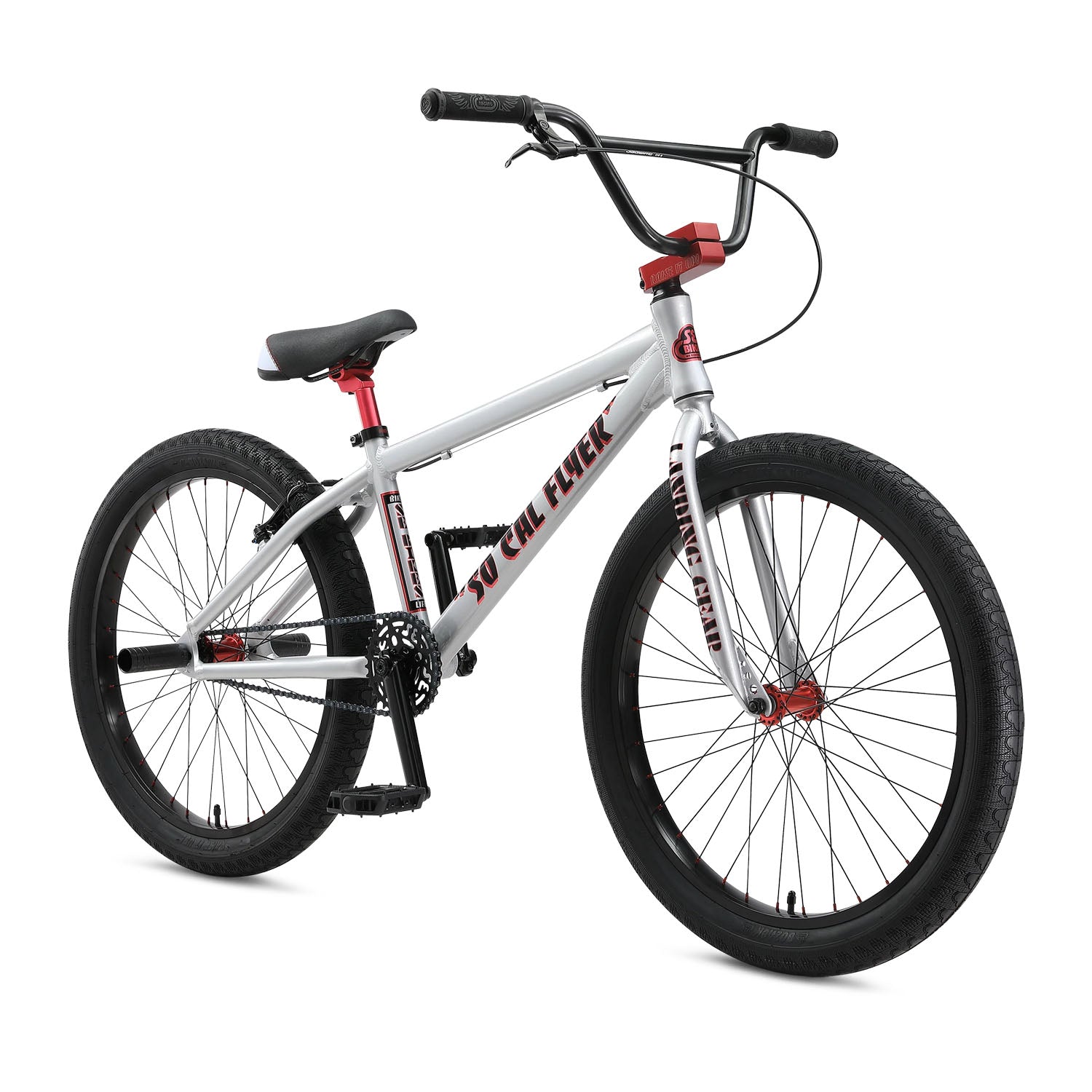 SE Bikes So Cal Flyer 24" BMX, Iced Out Silver front, bixbybicycles.com