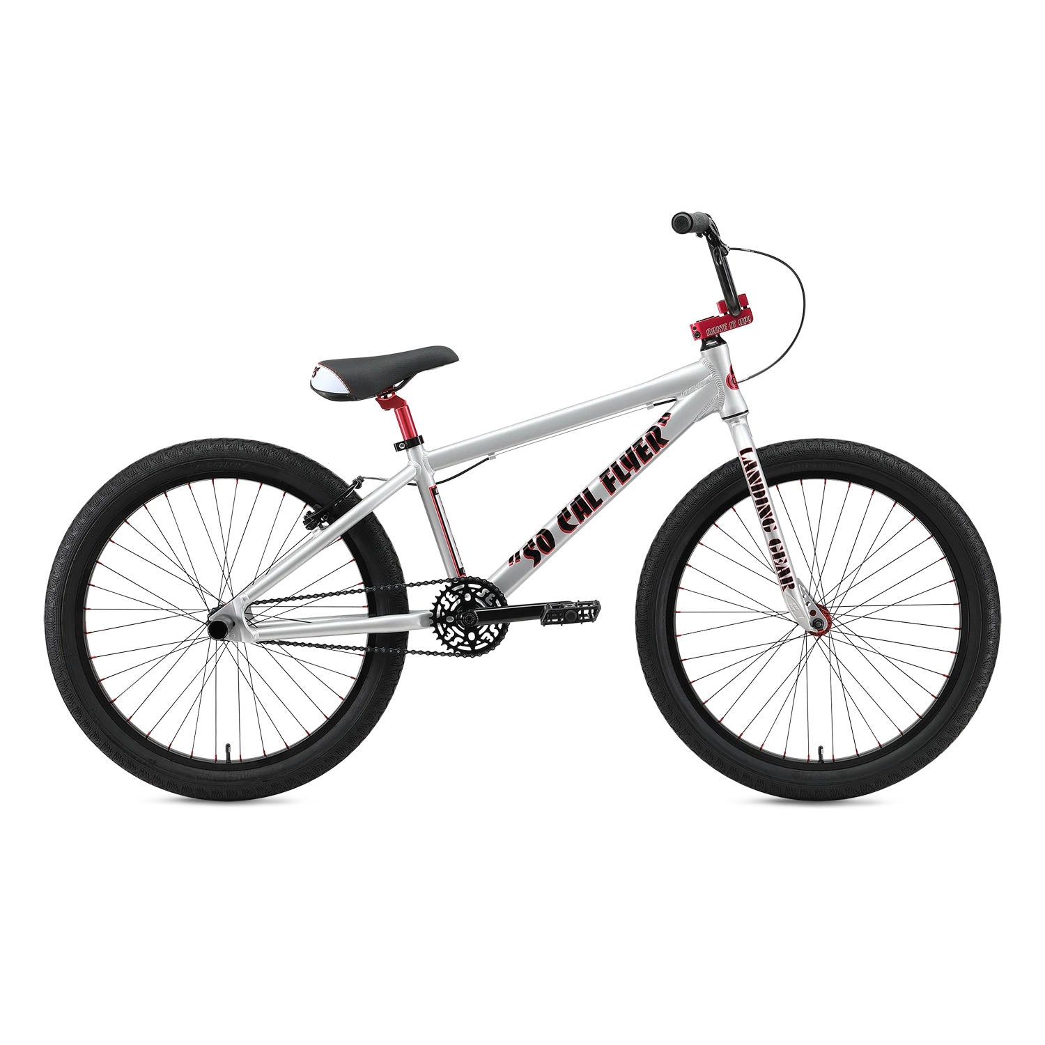 SE Bikes So Cal Flyer 24" BMX, Iced Out Silver side, bixbybicycles.com