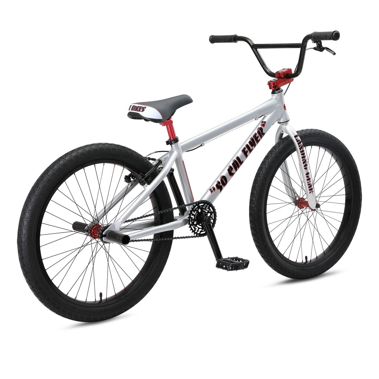 SE Bikes So Cal Flyer 24" BMX, Iced Out Silver rear, bixbybicycles.com