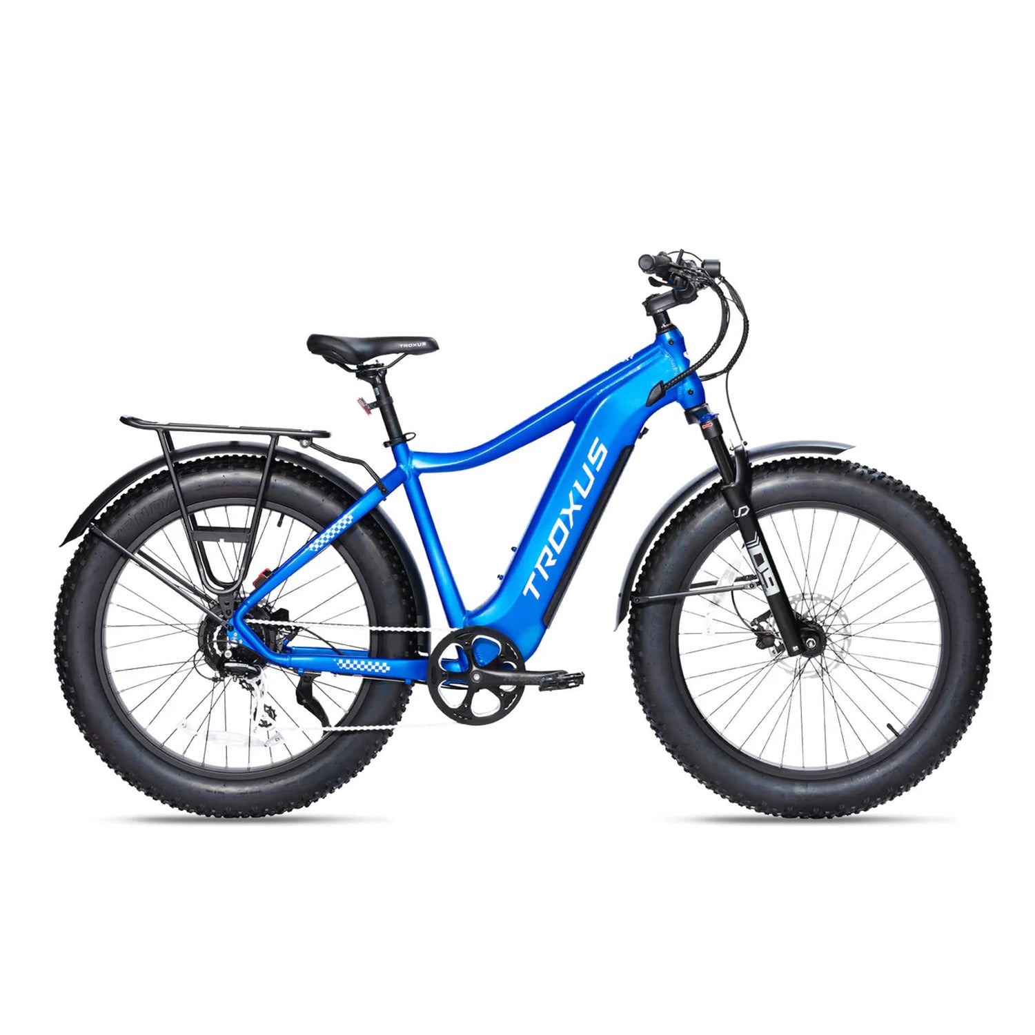 Troxus Explorer 26" High Step Fat Tire eBike, 750W, Blue, bixbybicycles.com