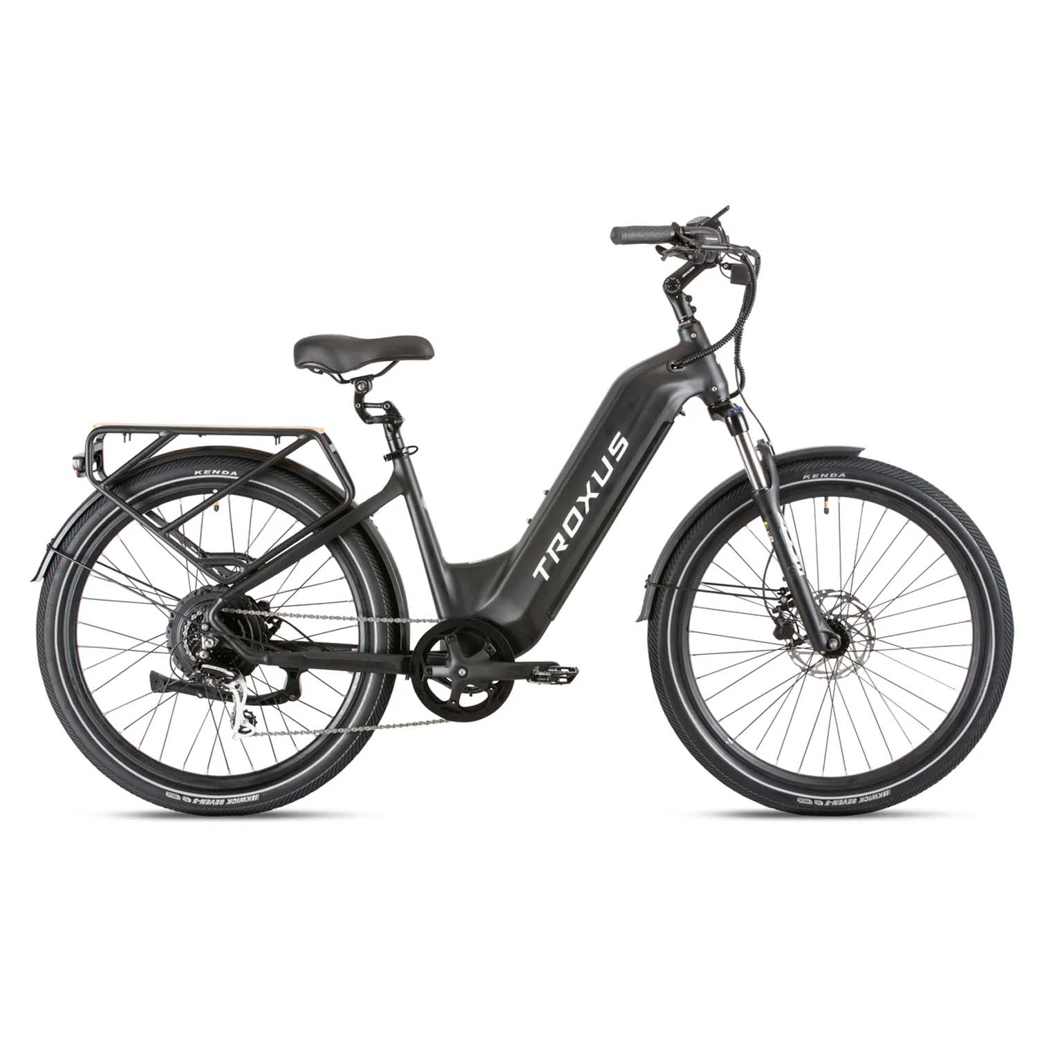 Troxus Trax Plus Step Thru 27.5" Tire, eBike, 750 Watt, Black, BixbyBicycles.com