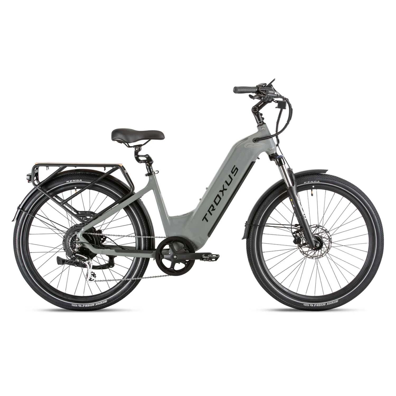Troxus Trax Plus Step Thru 27.5" Tire eBike, 750 Watt , Grey, Medium, bixbybcycles.com