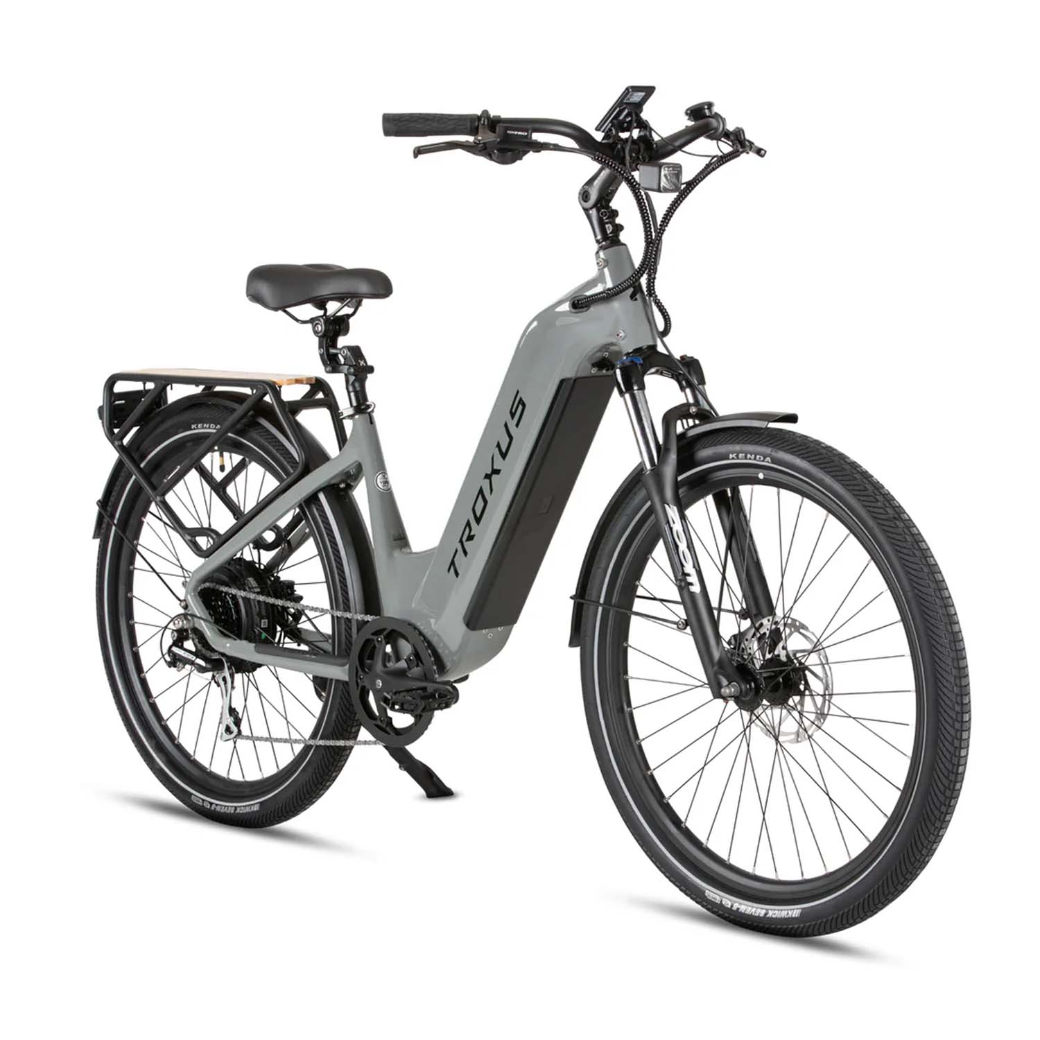 Troxus Trax Plus Step Thru 27.5" Tire eBike, 750 Watt , Grey, Medium, bixbybcycles.com