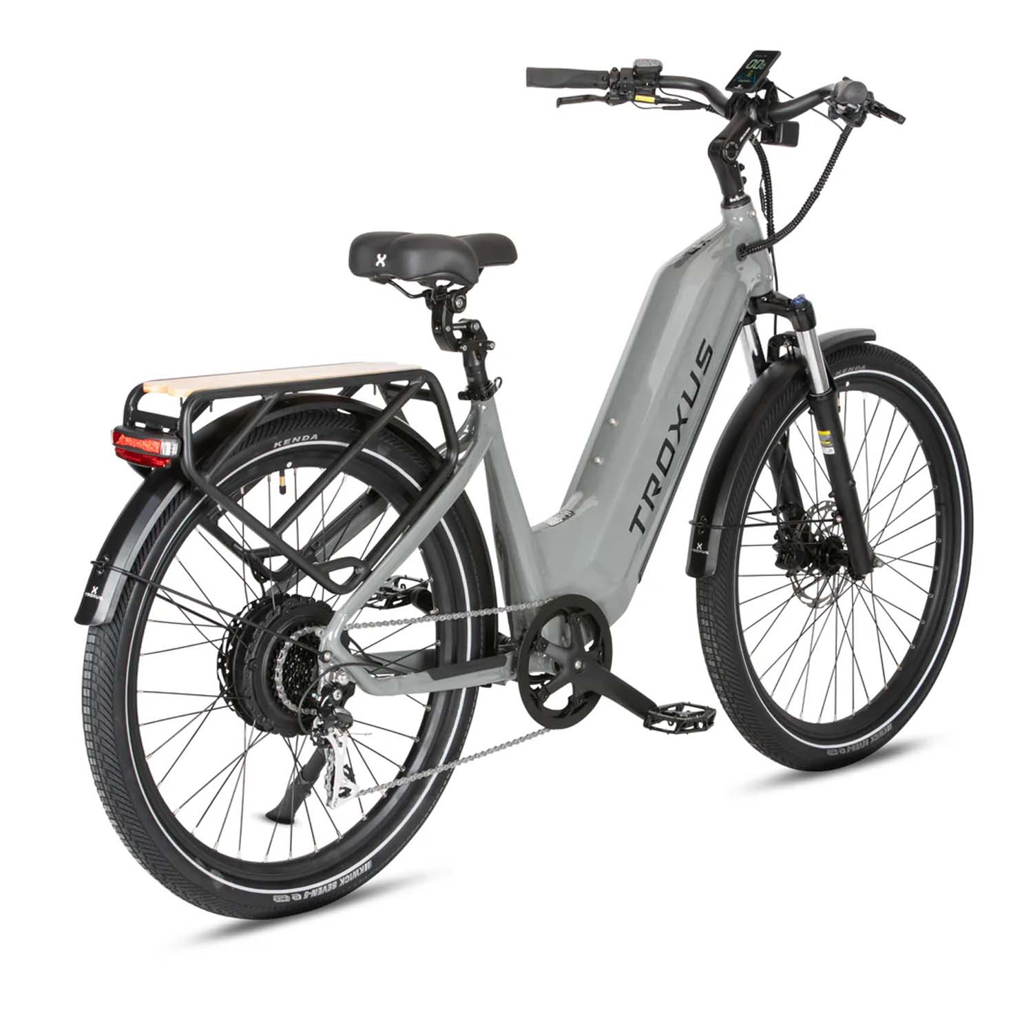 Troxus Trax Plus Step Thru 27.5" Tire eBike, 750 Watt , Grey, Medium, bixbybcycles.com