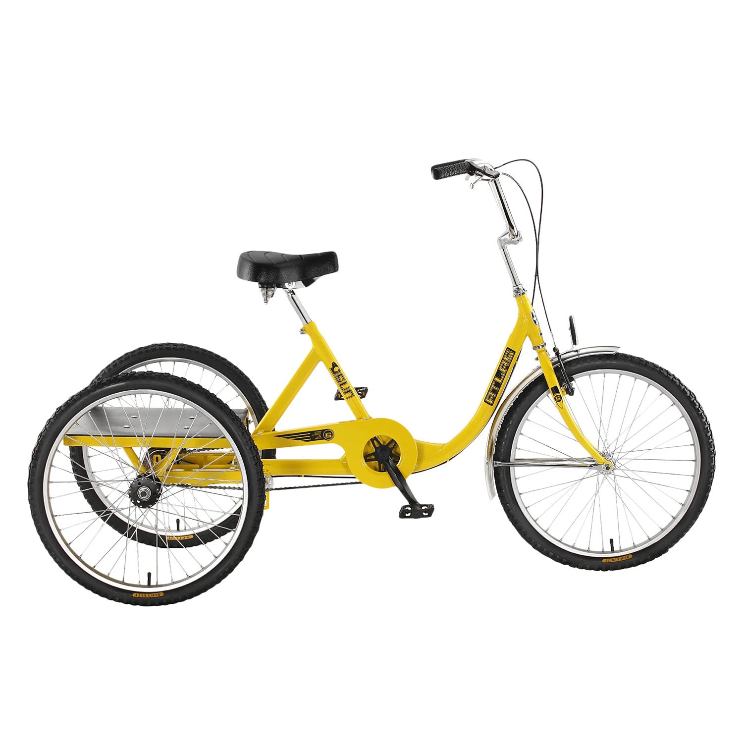 Sun Bicycle Atlas Cargo 24 Trike, side view Safety Yellow, Bixby Bicycles, Oklahoma