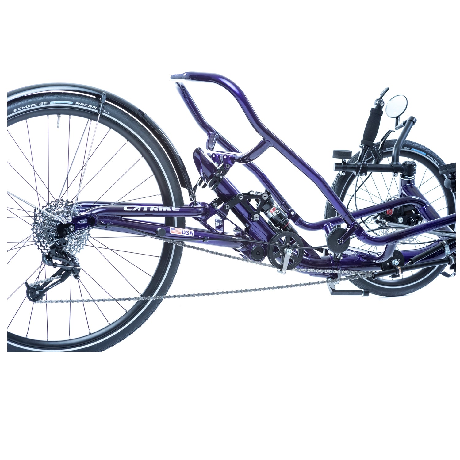 Catrike Dumont Trike Candy Purple close up, Bixby Bicycles, Oklahoma