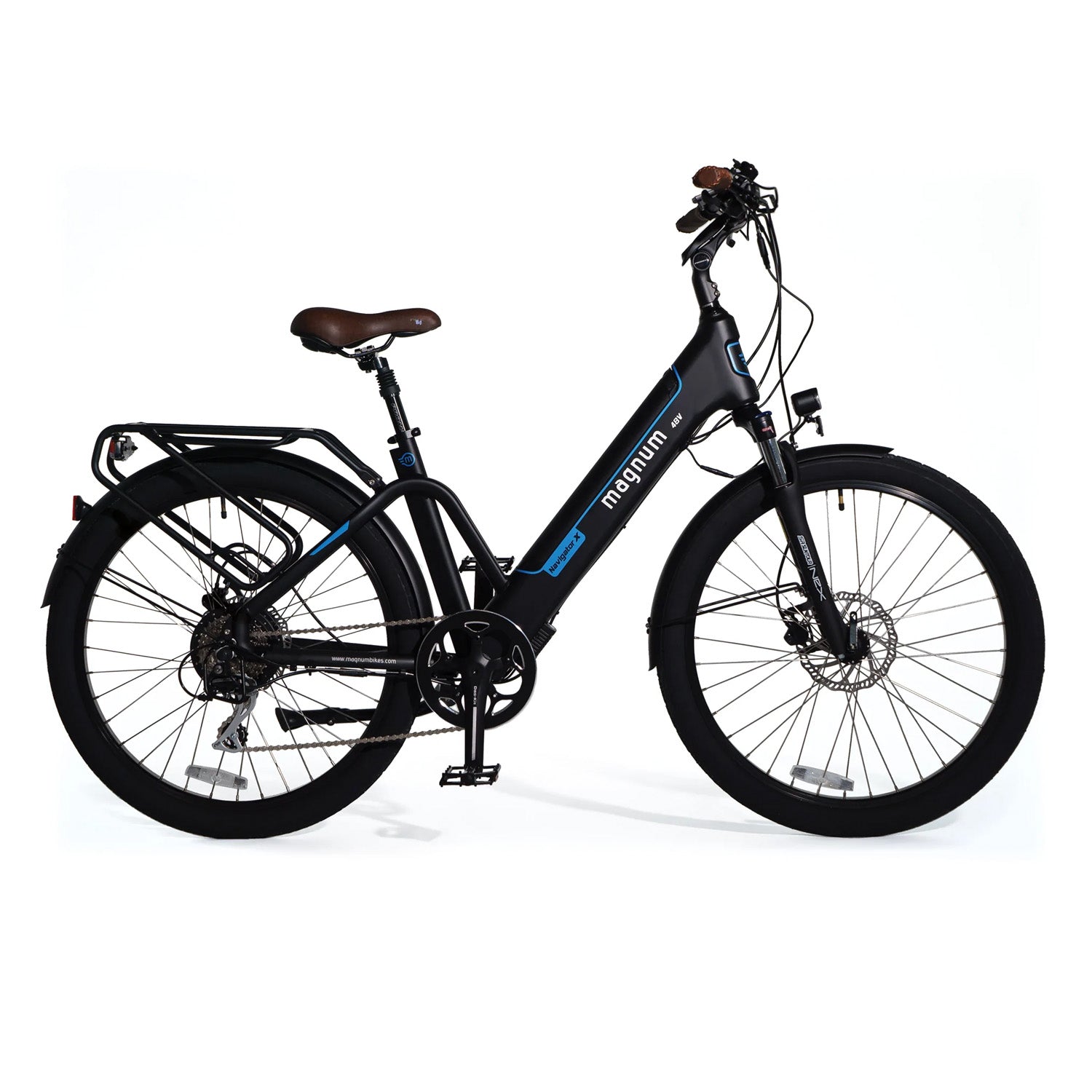 Magnum Navigator City Touring E-Bike Black/Blue, Bixby Bicycles, Oklahoma