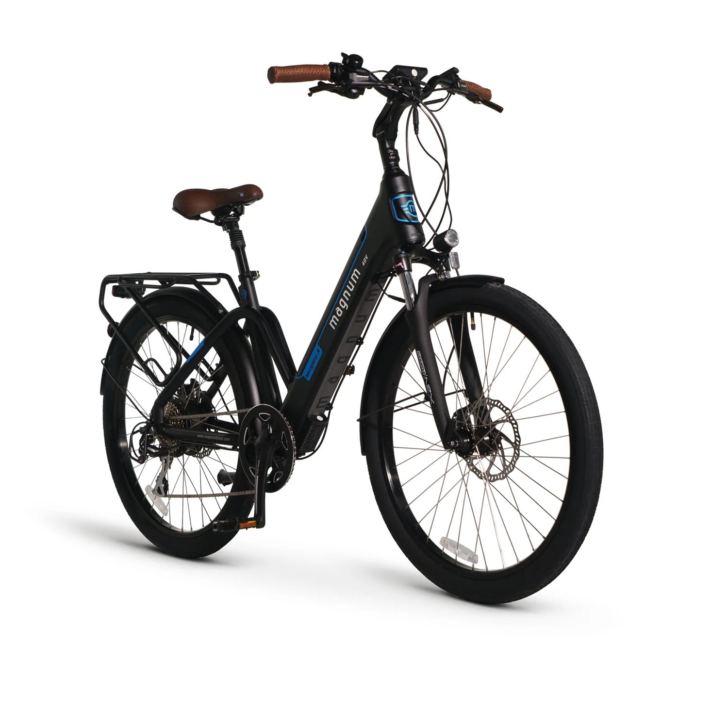 Magnum Navigator City Touring E-Bike Black/Blue, Bixby Bicycles, Oklahoma