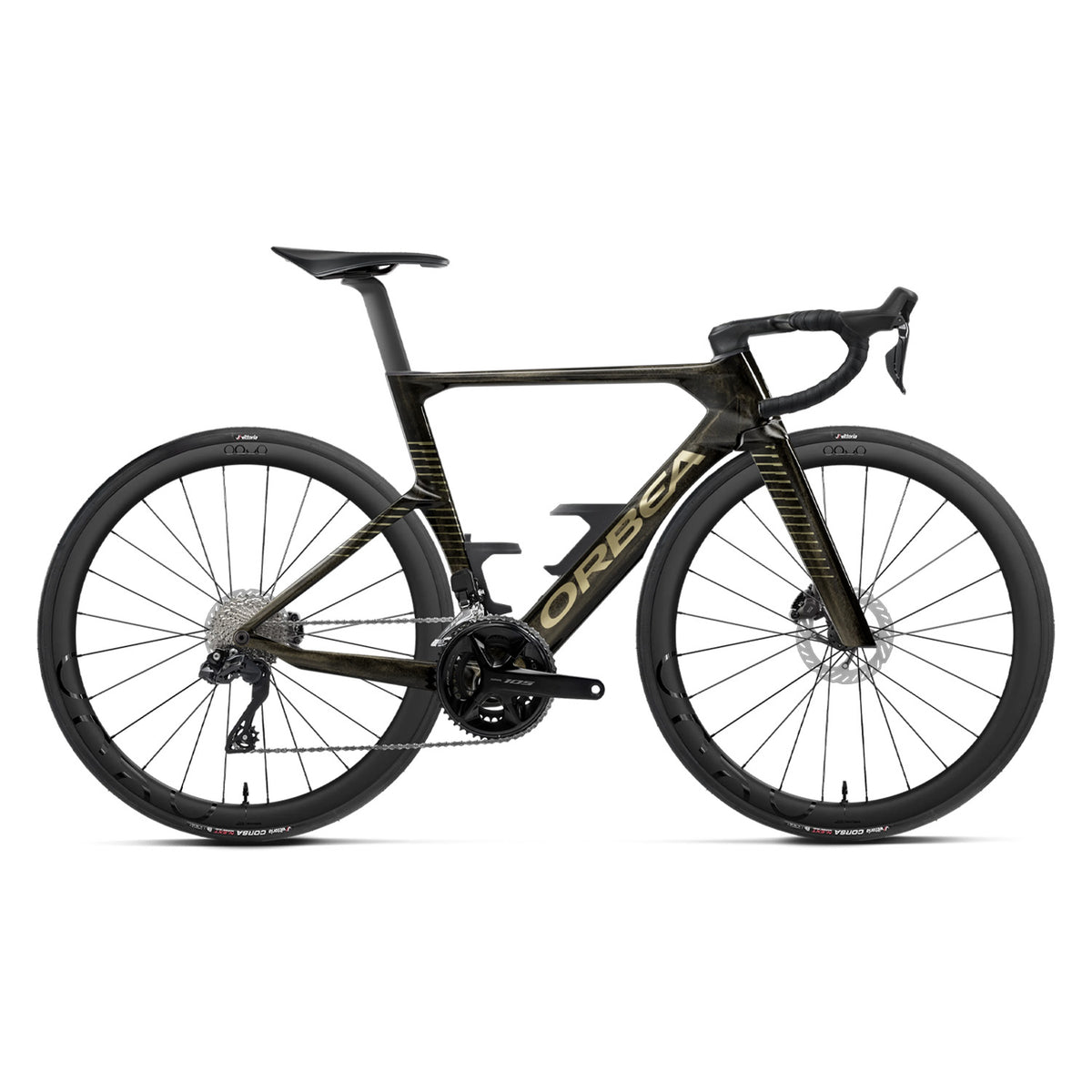 Orbea Orca Aero M30i LTD 2027 Shimano 105 Di2 Road Bike, Black/Gold, bixbybicycles.com