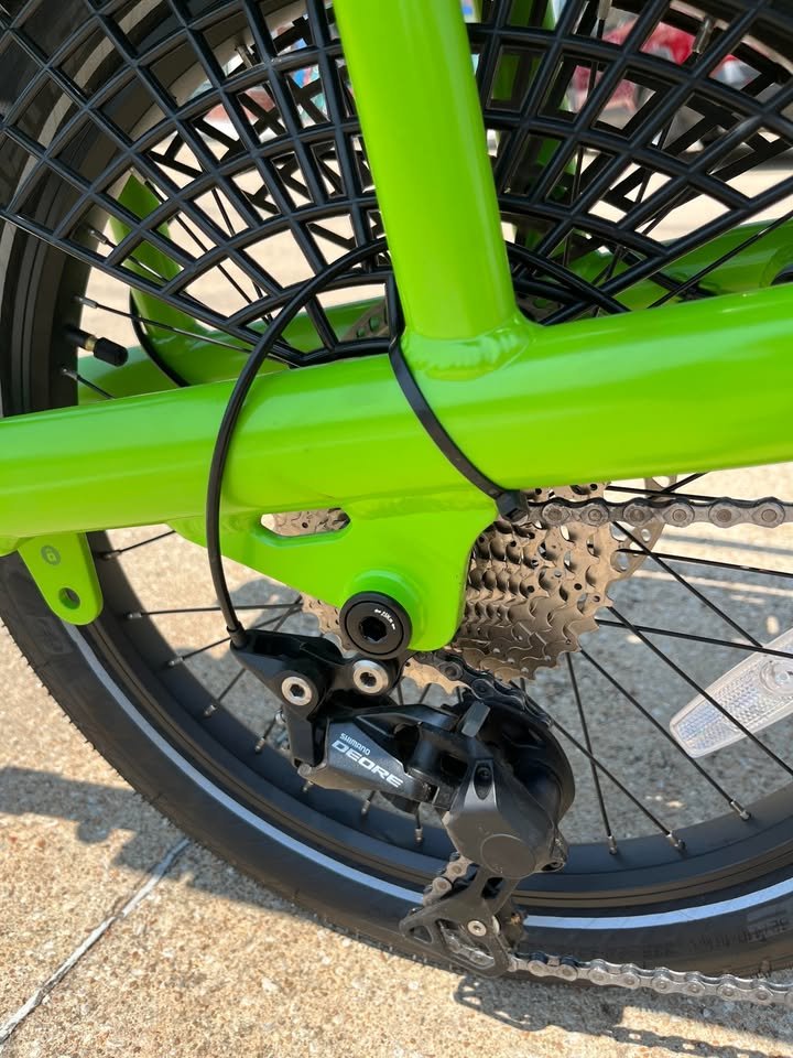 YUBA FastRack Cargo/Passenger E-Bike, Green, Gently Used, bixbybicycles.com