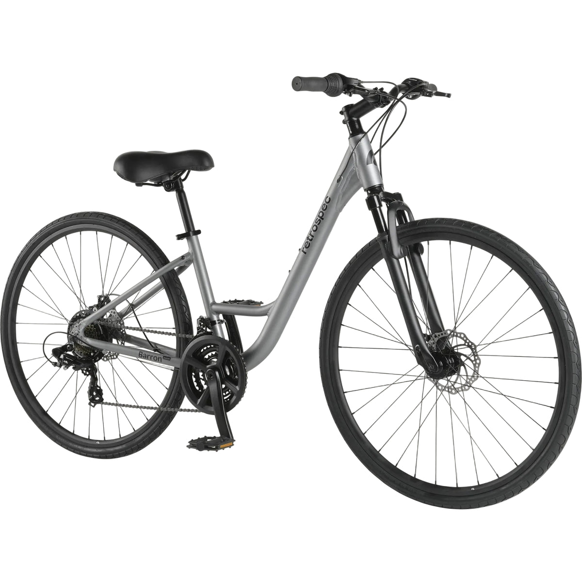 Retrospec Barron Comfort, Step Thru, 21 Speed Hybrid Bike, Matte Slate, bixbybicycles.com