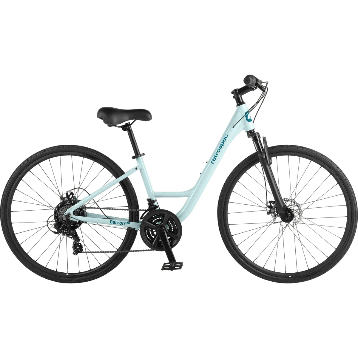 Retrospec Barron Comfort, Step Thru, 21 Speed Hybrid Bike, Light Blue, bixbybicycles.com