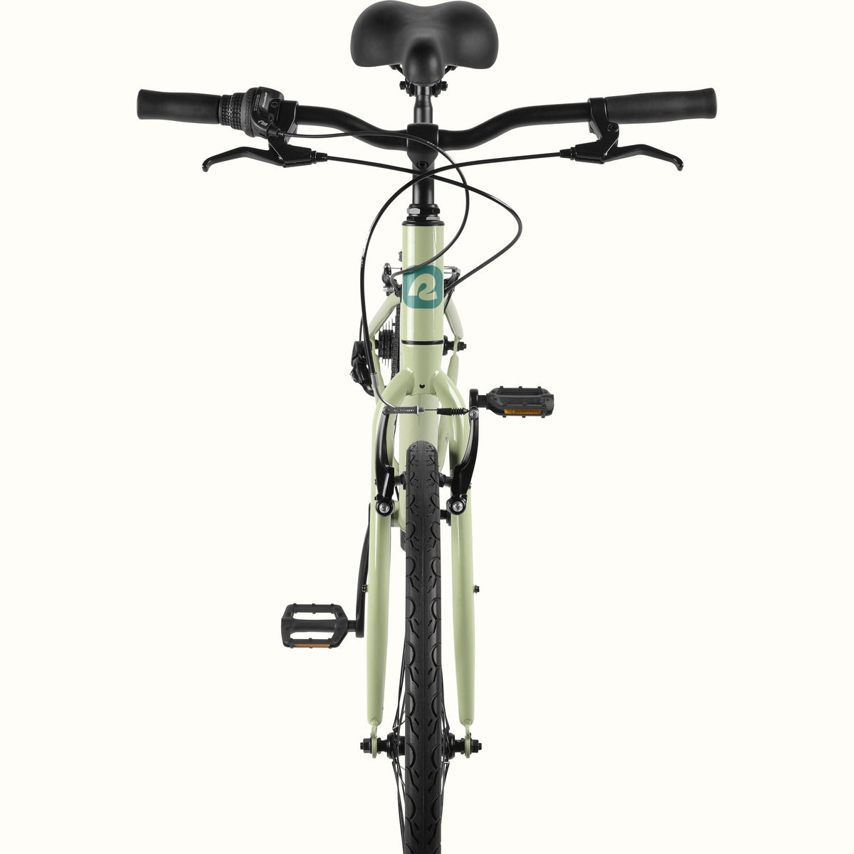 Retrospec Barron, Step Thru, 1 x 7 Speed Hybrid Bike, Aloe, bixbybicycles.com