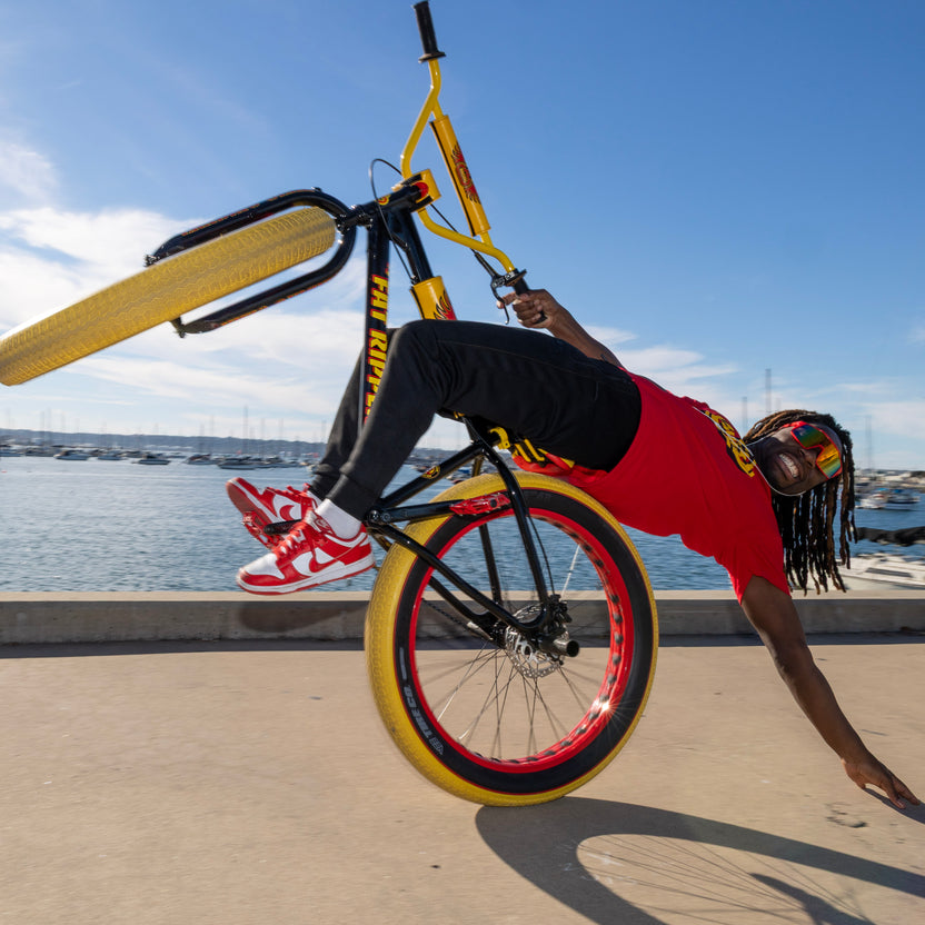 SE Fat Ripper Flyer 26" BMX, Bombus Black & Yellow Tires, bixbybicycles.com