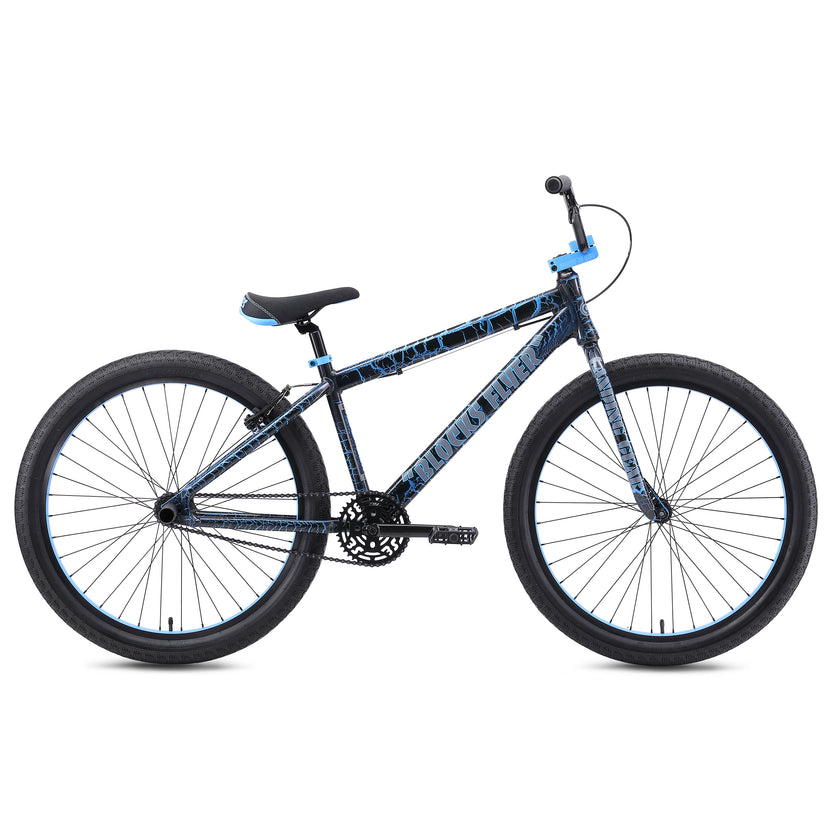 SE Blocks Flyer 26" BMX, Blue Crackle kids bike, bixbybicycles.com