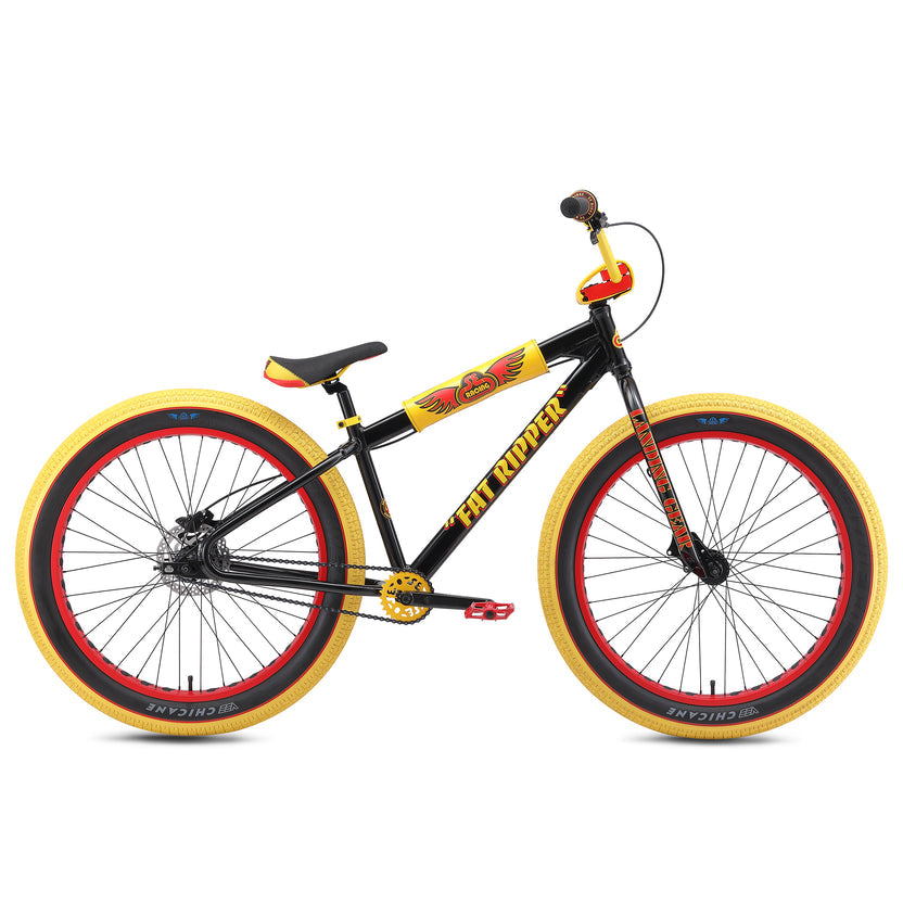 SE Fat Ripper Flyer 26" BMX, Bombus Black & Yellow Tires, bixbybicycles.com
