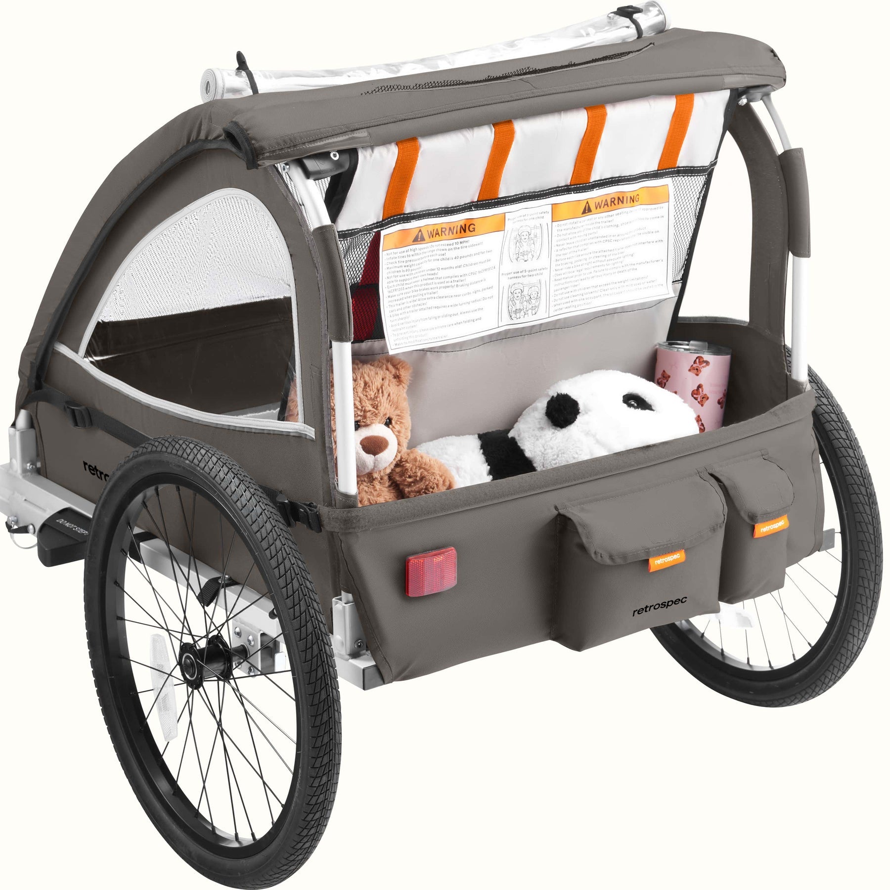 Retrospec Rover Plus, 2 Passenger Trailer, Basalt Charcoal, bixbybicycles.com