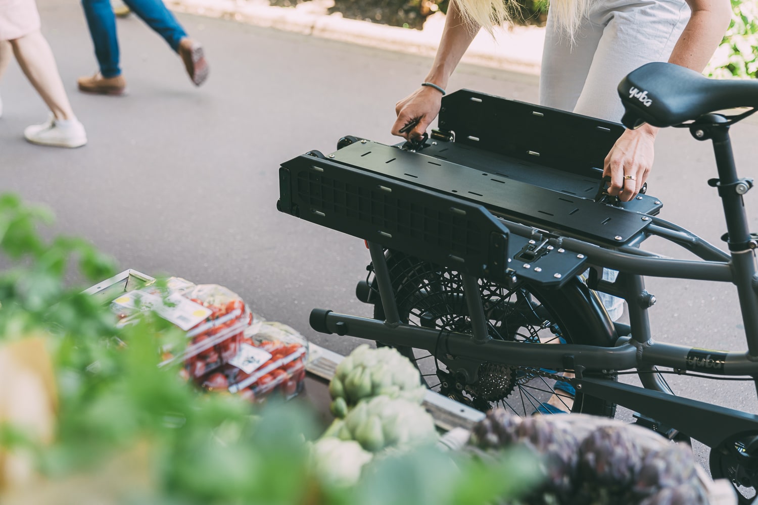 YUBA FastRack Cargo/Passenger E-Bike, Green, Gently Used, bixbybicycles.com