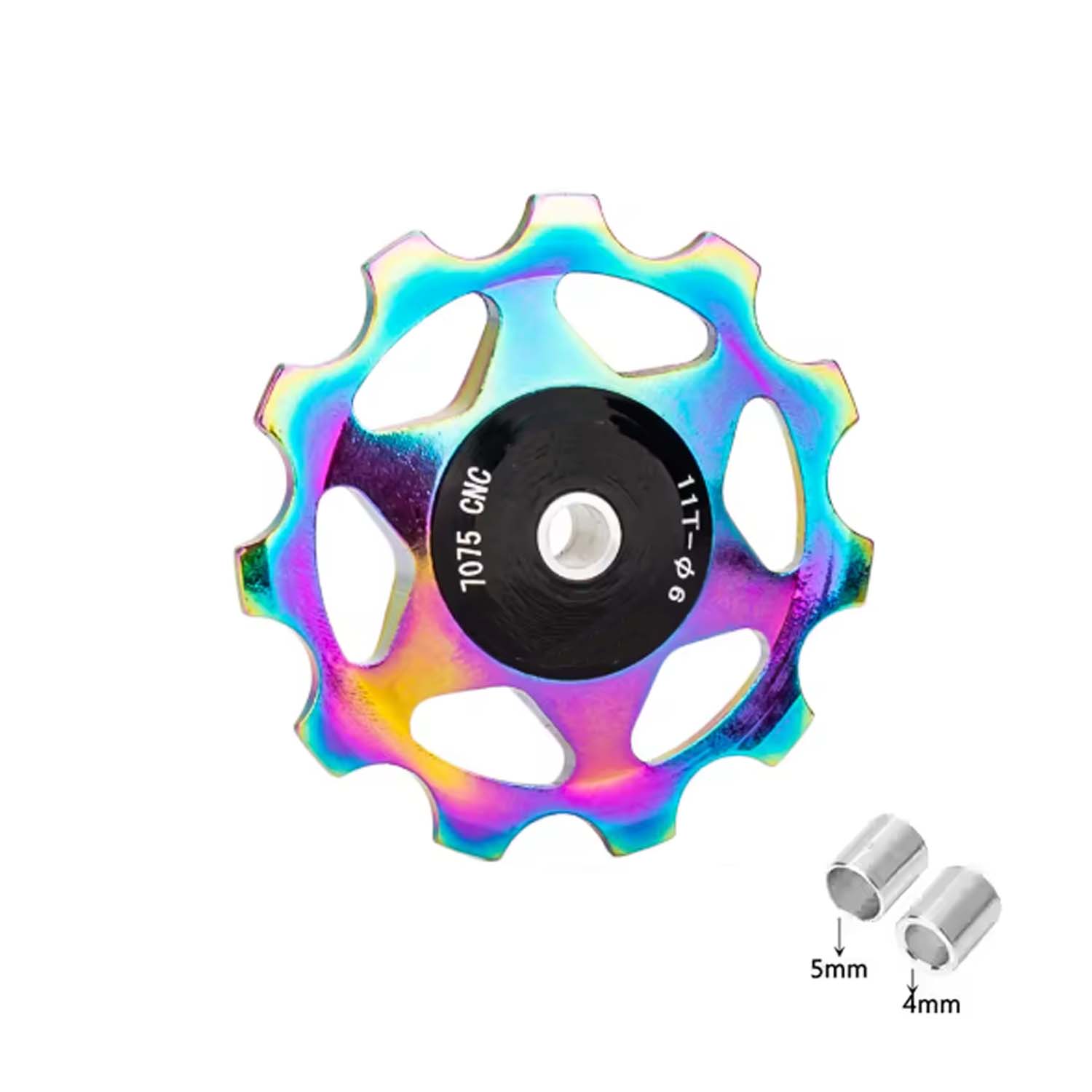 Bixby Bicycles 11 Tooth Single Jockey Wheel, Ceramic Bearing in rainbow, bixbybicycles.com