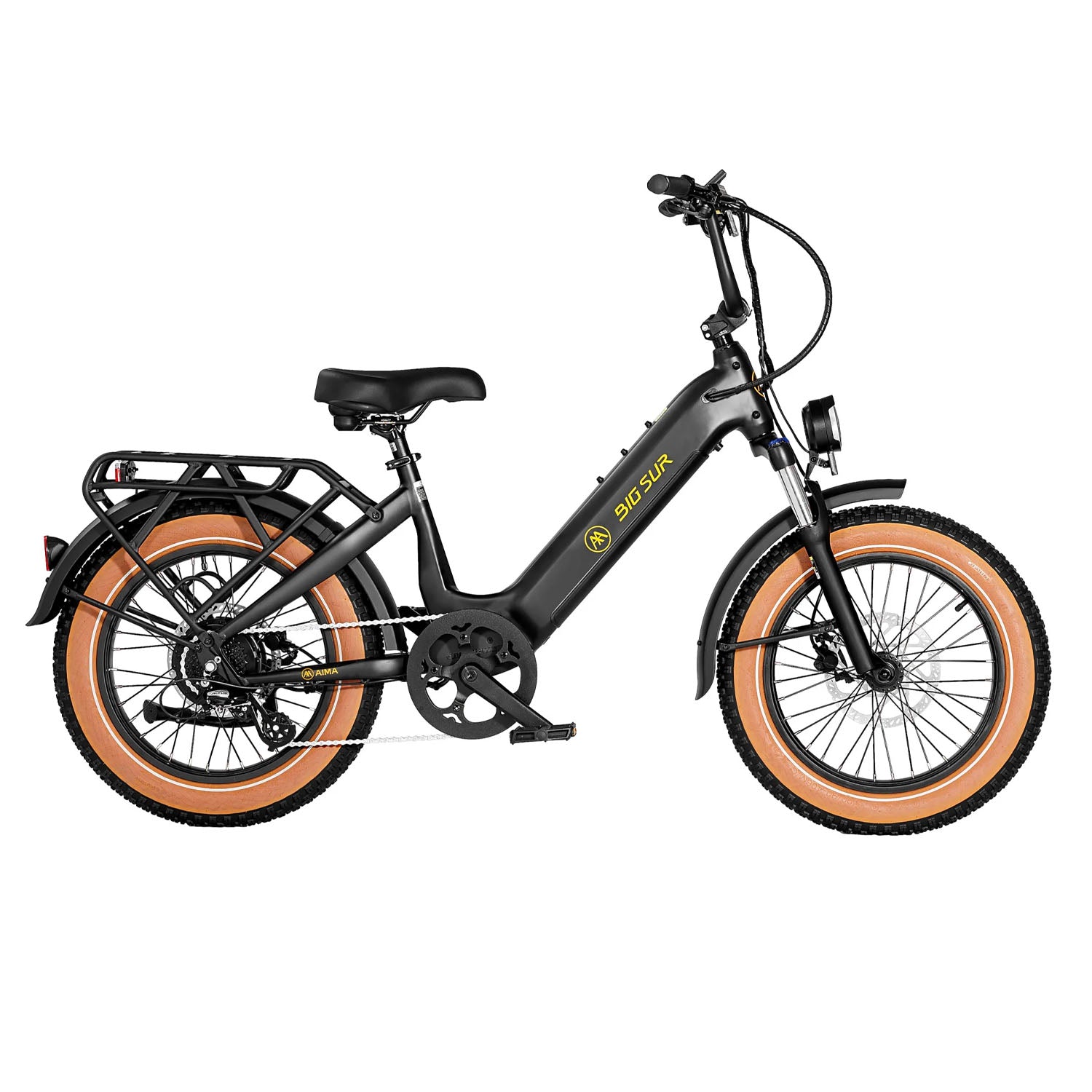 AIMA Big Sur Sport 20" Wheel Step Thru E-Bike, Matte Black, bixbybicycles.com