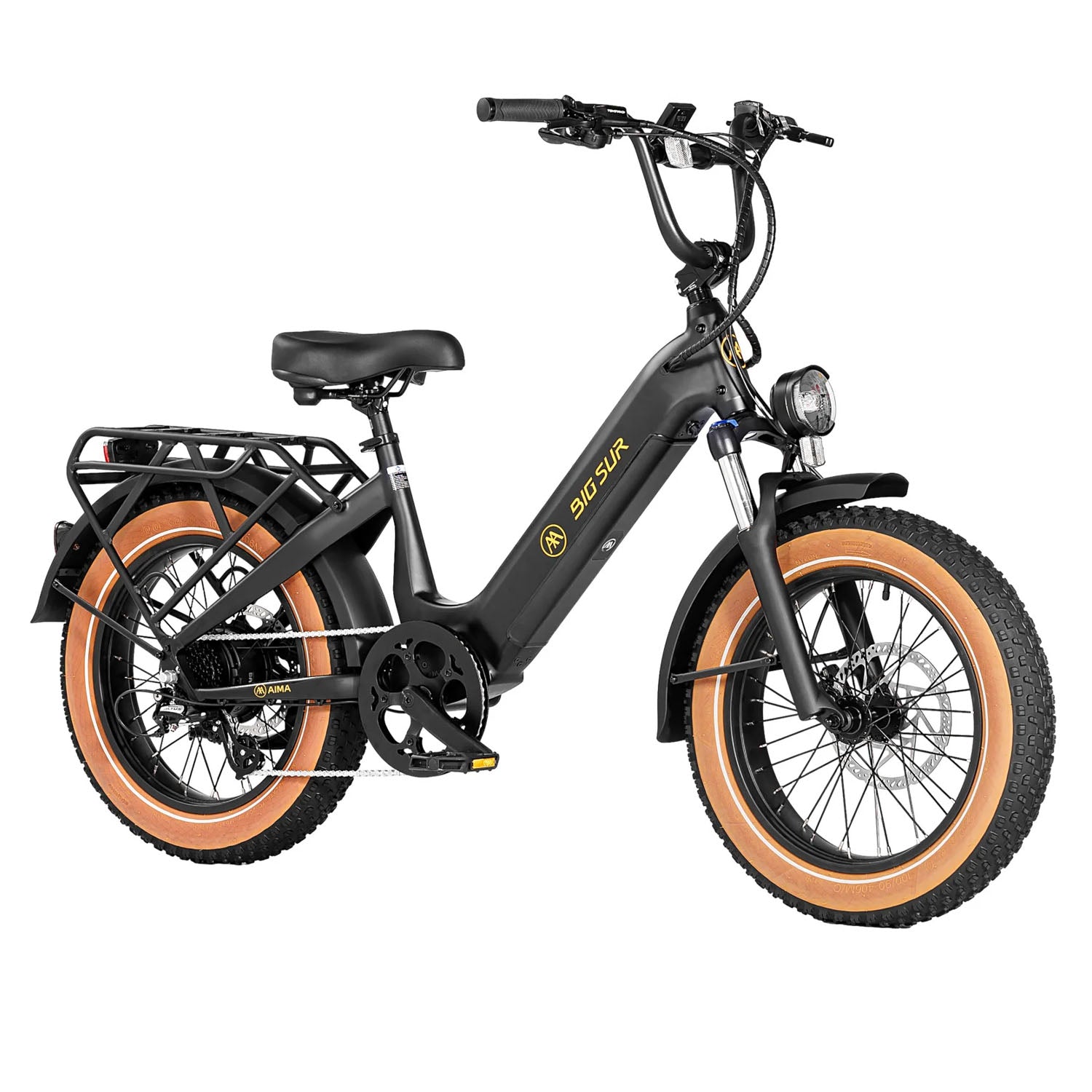 AIMA Big Sur Sport 20" Wheel Step Thru E-Bike, Matte Black, bixbybicycles.com