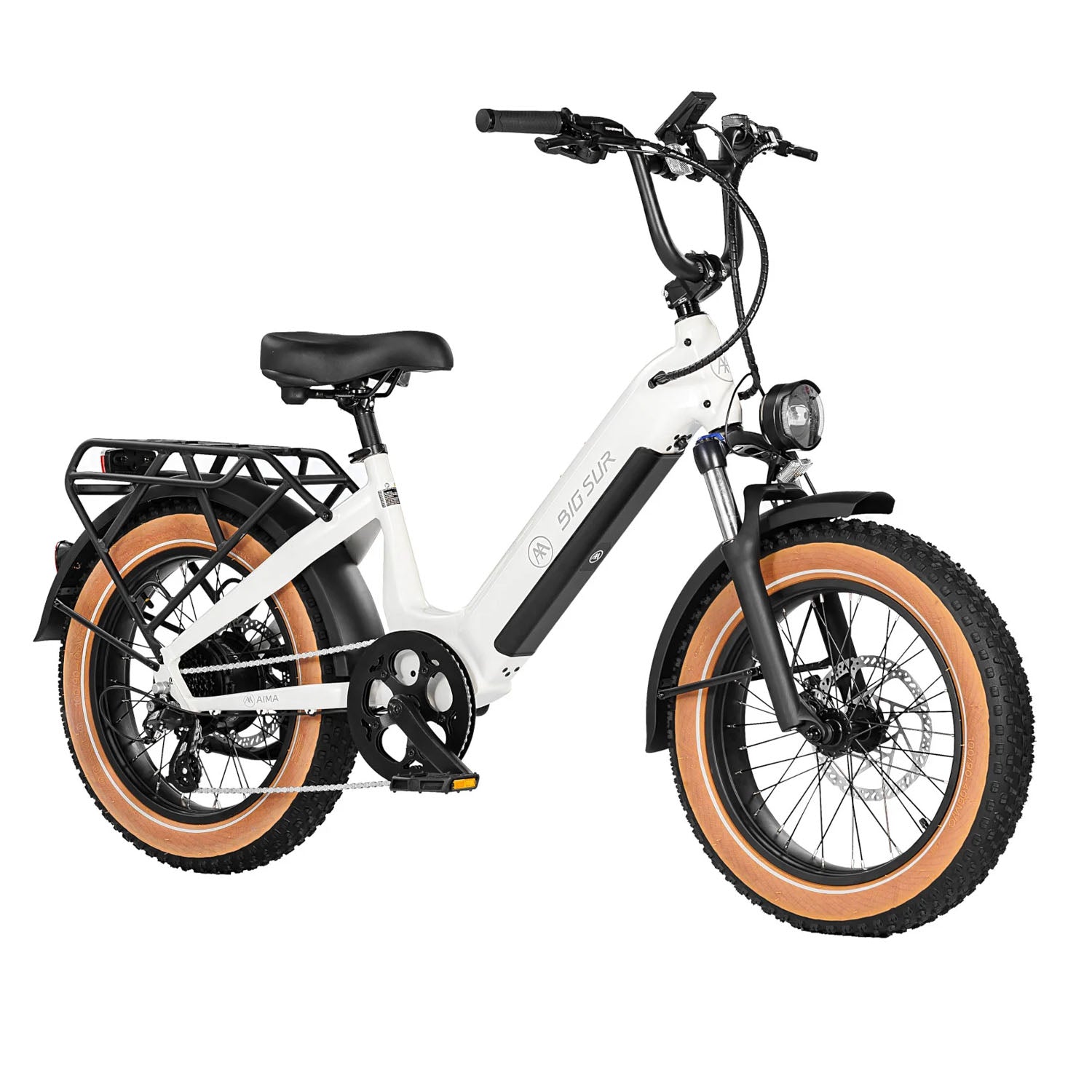 AIMA Big Sur Sport 20" Wheel Step Thru E-Bike, Ivory White, bixbybicycles.com