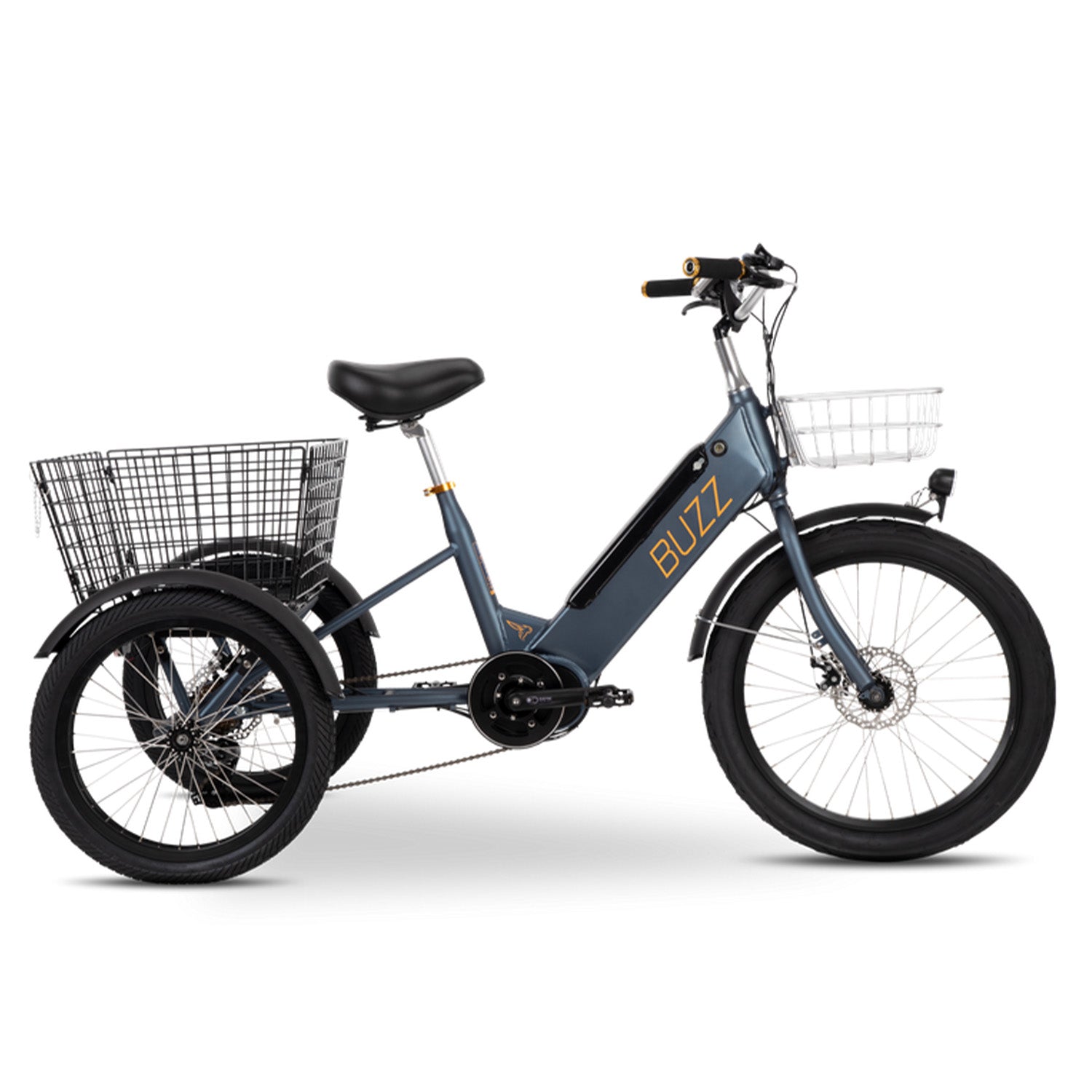 Buzz Cerana E-Trike, Mid Drive, 350 Watt, Blue, bixbybicycles.com