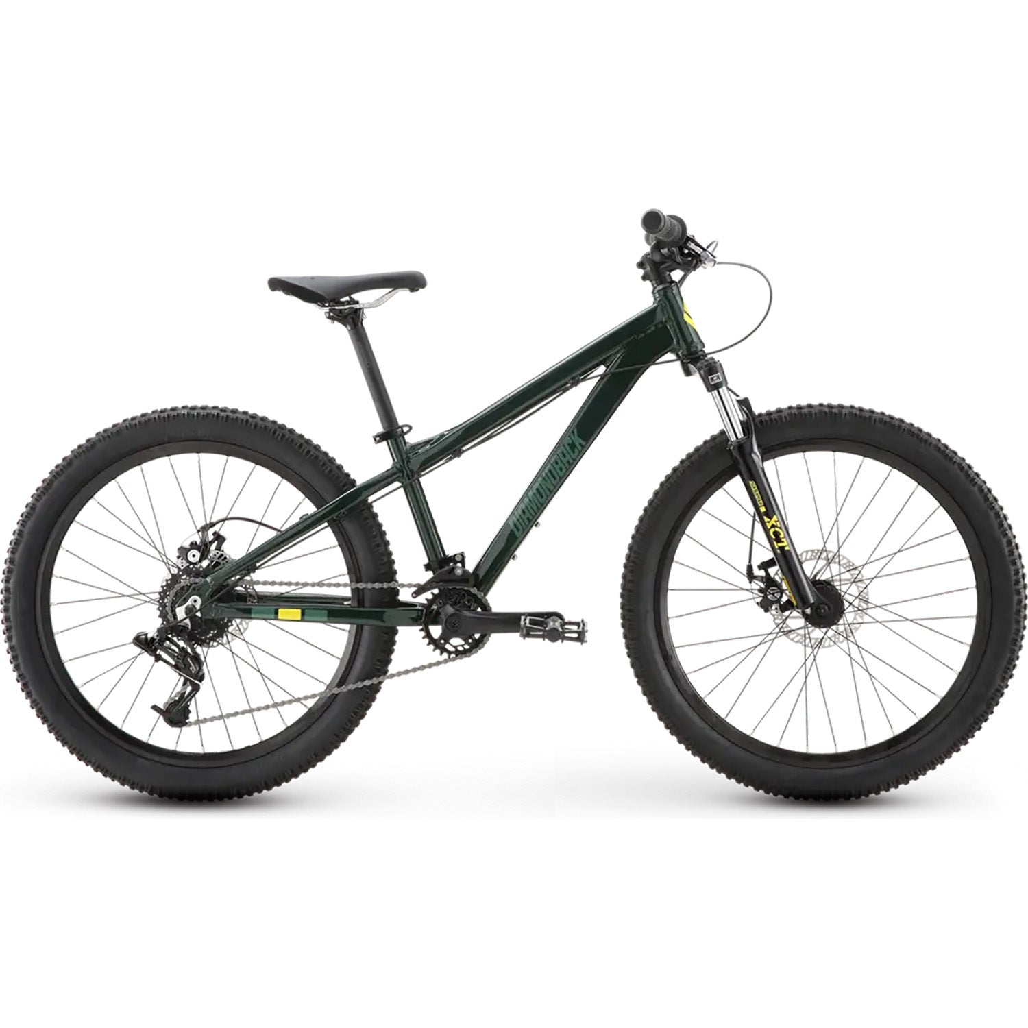 Diamondback Line 24" Youth Mountain Bike, Dark Green, Sram 8 Speed, bixbybicycles.com