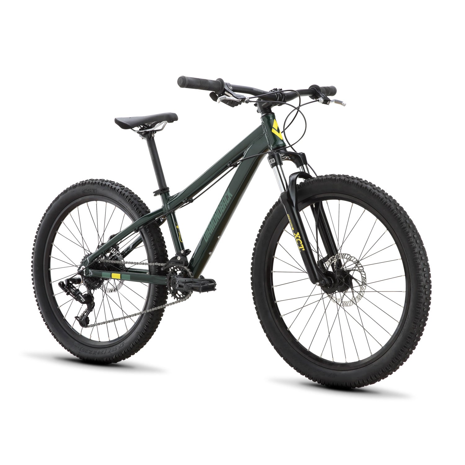 Diamondback Line 24" Youth Mountain Bike, Dark Green, Sram 8 Speed, bixbybicycles.com